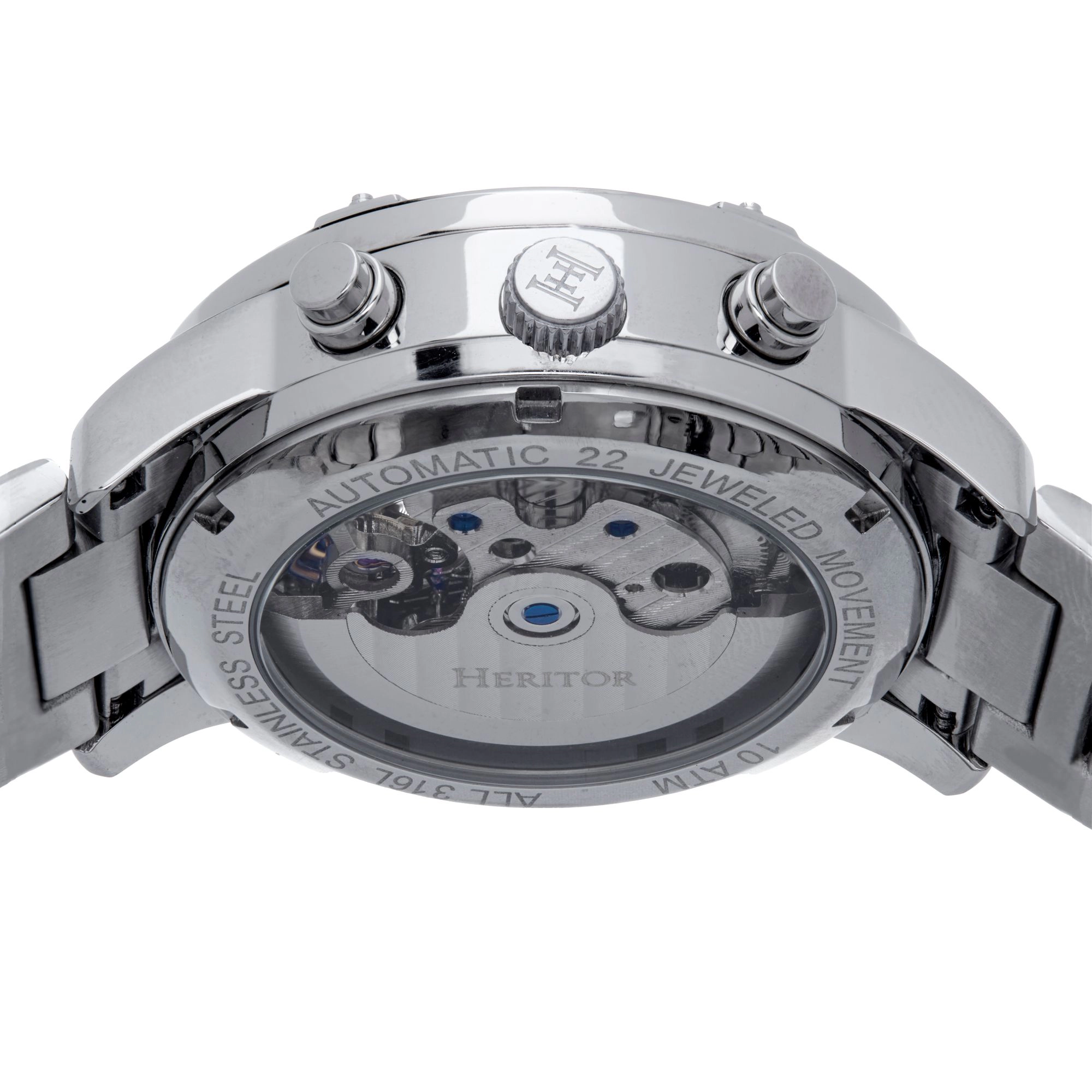 Heritor Automatic Wilhelm Semi-Skeleton Bracelet Watch w/Day/Date