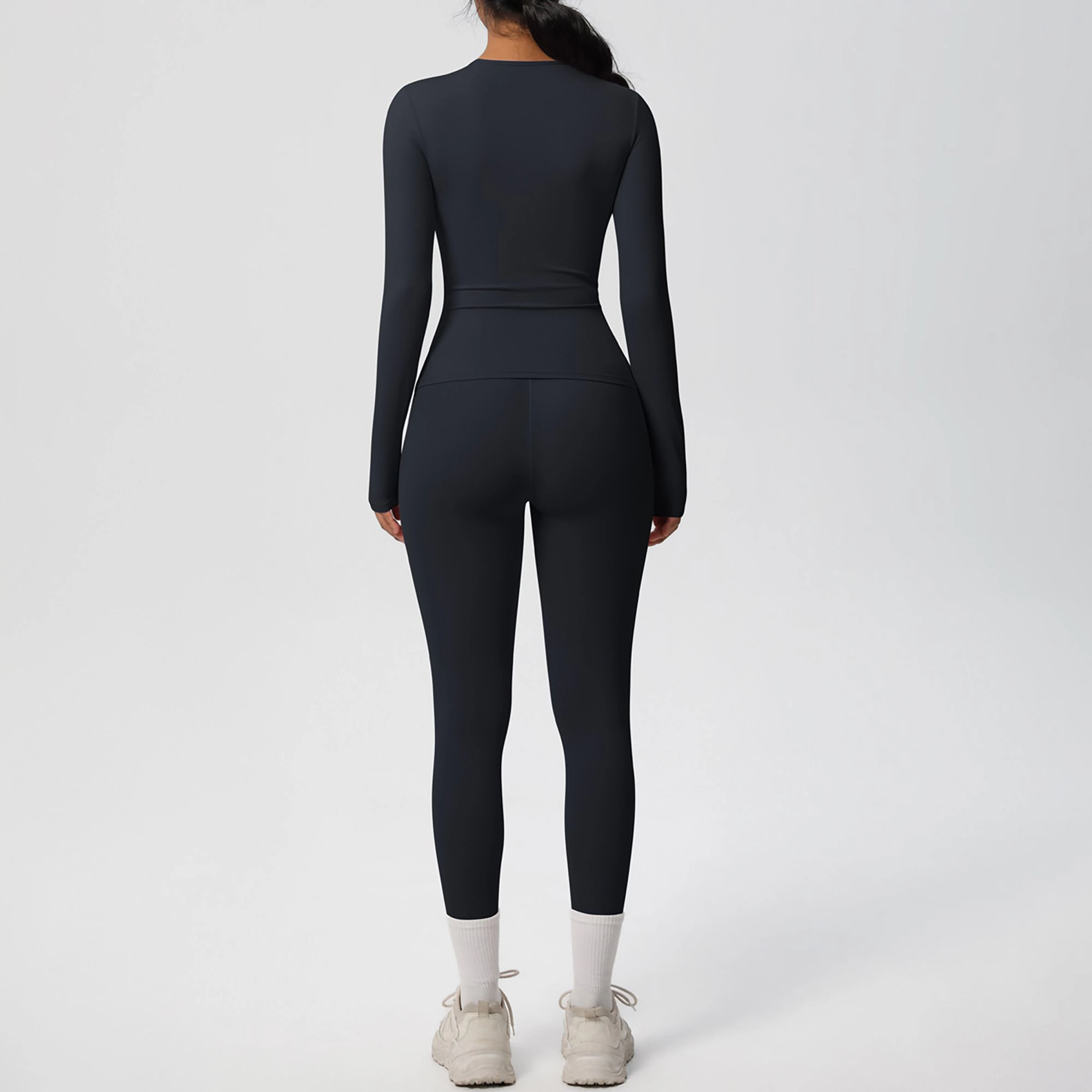 Anna-Kaci Women's Long Sleeve Crew Neck Top and High Waist Leggings Set with Slim Fit Design