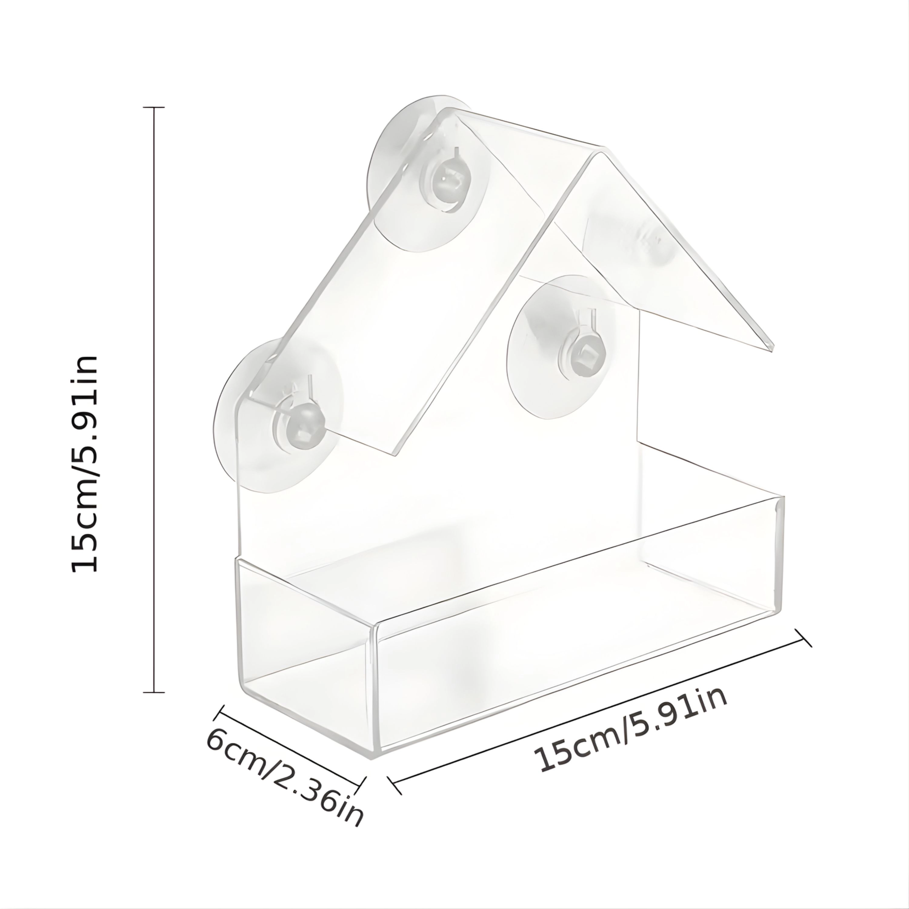 Kitcheniva Acrylic Clear Bird Feeder With Suction Cups