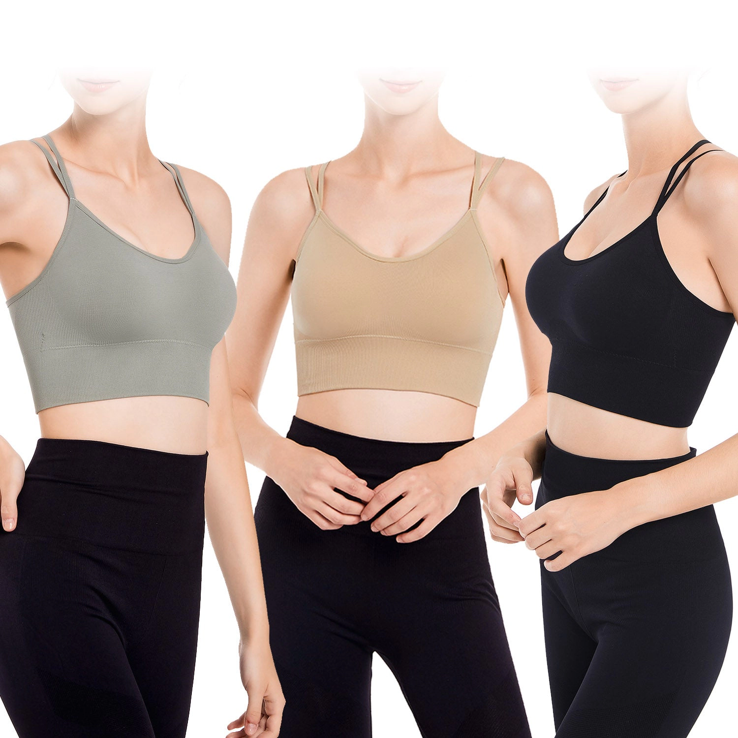 GBruno Padded Cross-Back Sports Bras 3-Pack