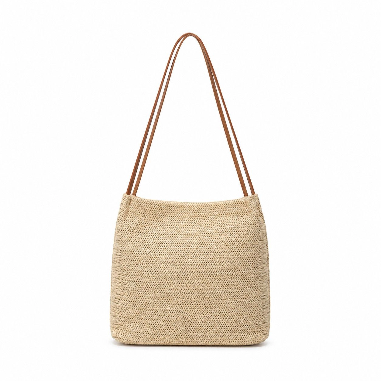 Alilang Women's Woven Look Bucket Shoulder Bag with Magnetic Closure and Long Strap