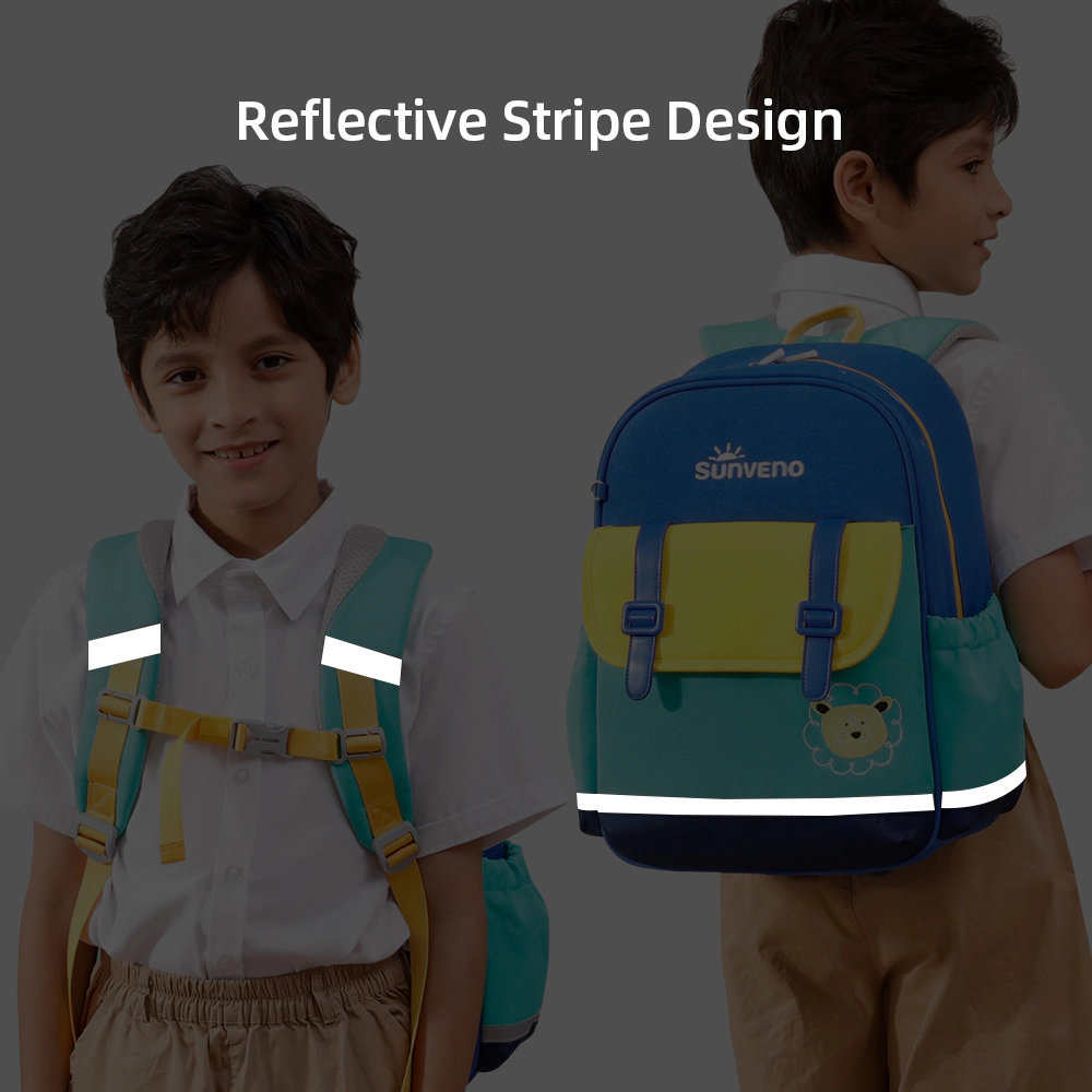 SUNVENO Kids Ergonomic Colorblock Backpack, Lightweight Toddler School Bag with Reflective Strip