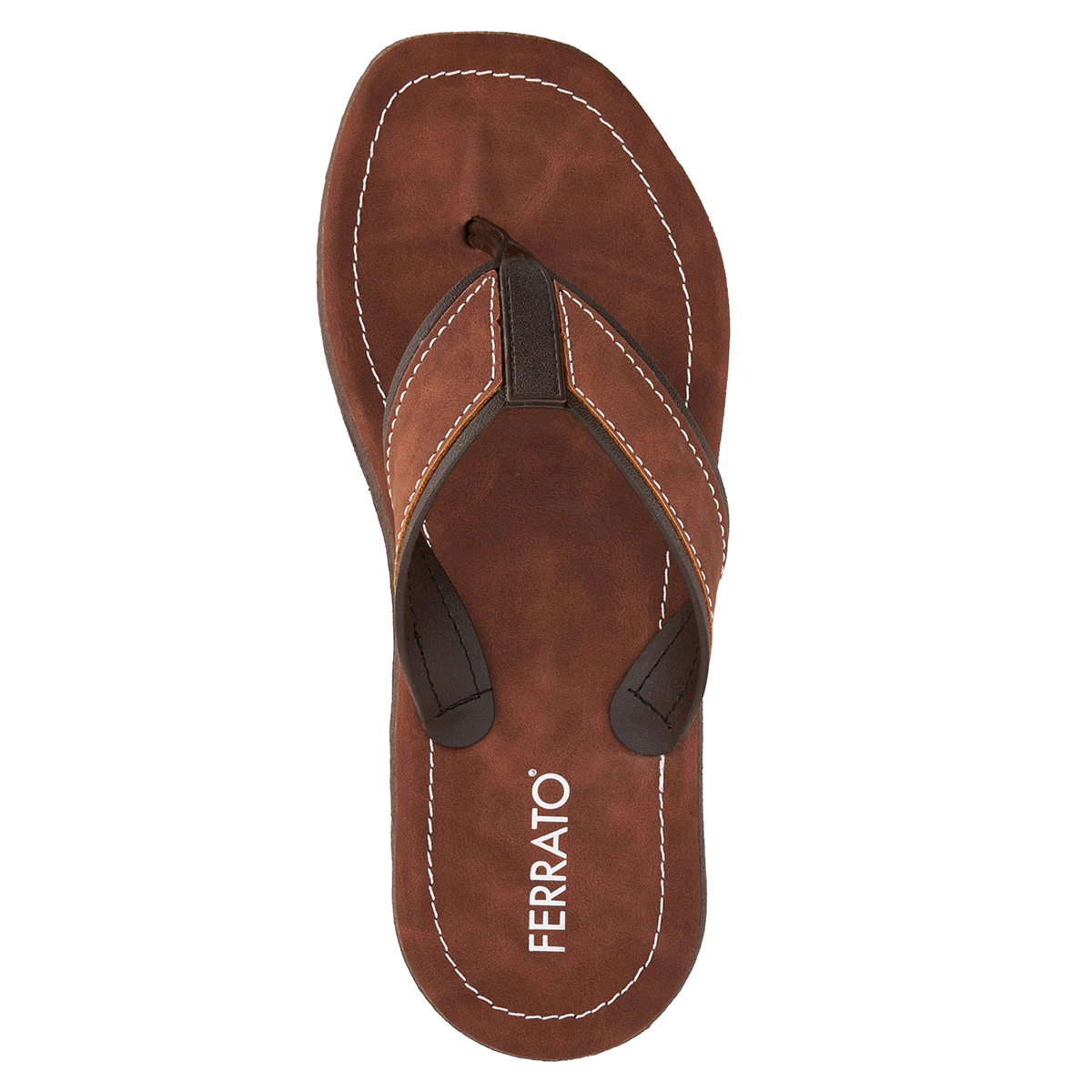 Ferrato Mens Thong Sandals -, Soft-Texture, Decorative Stitching