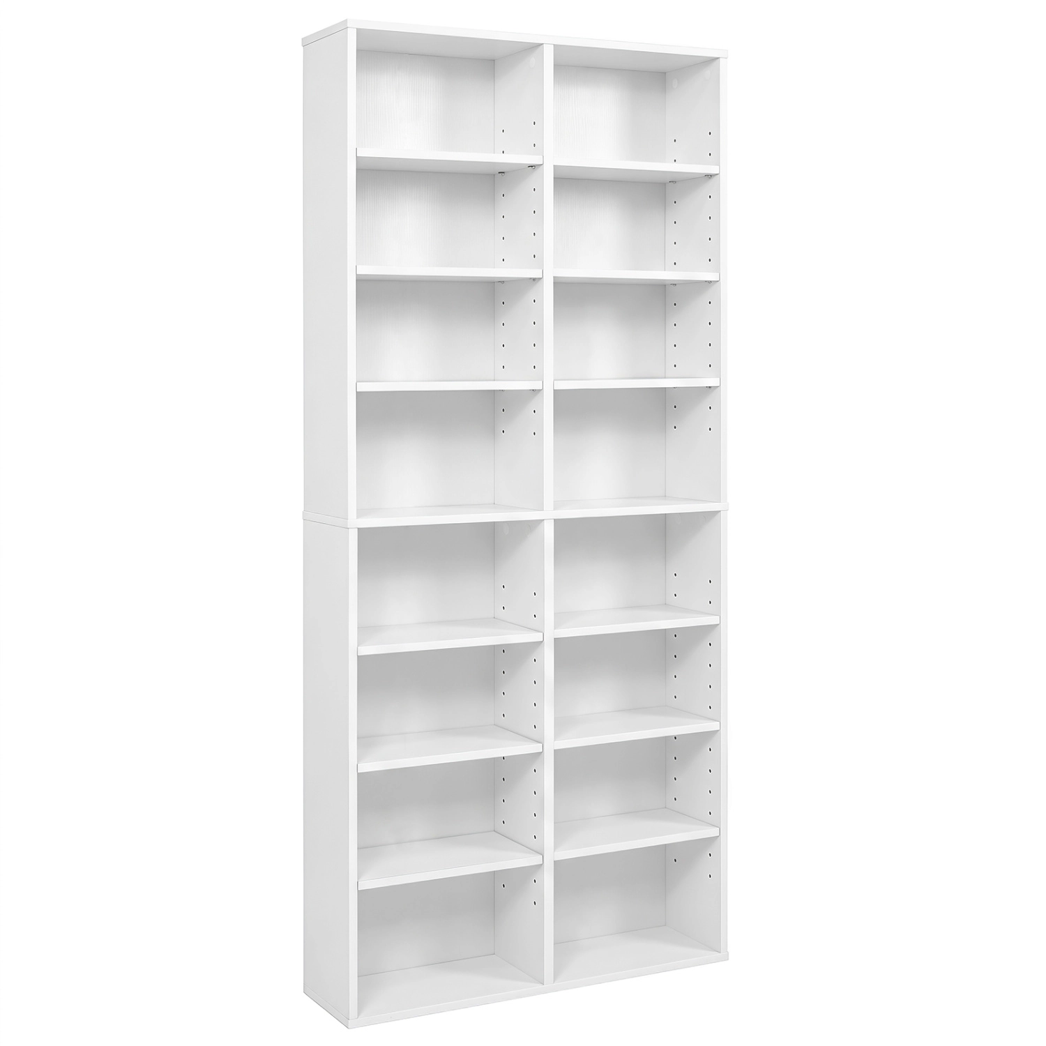 LJG 16 Compartment CD Storage Unit 54" Freestanding Open Display Shelf with 12 Removable Shelves