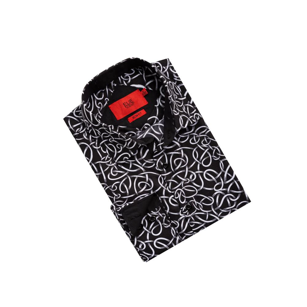 Elie Balleh Slim Fit Mens Swirl Print Shirt