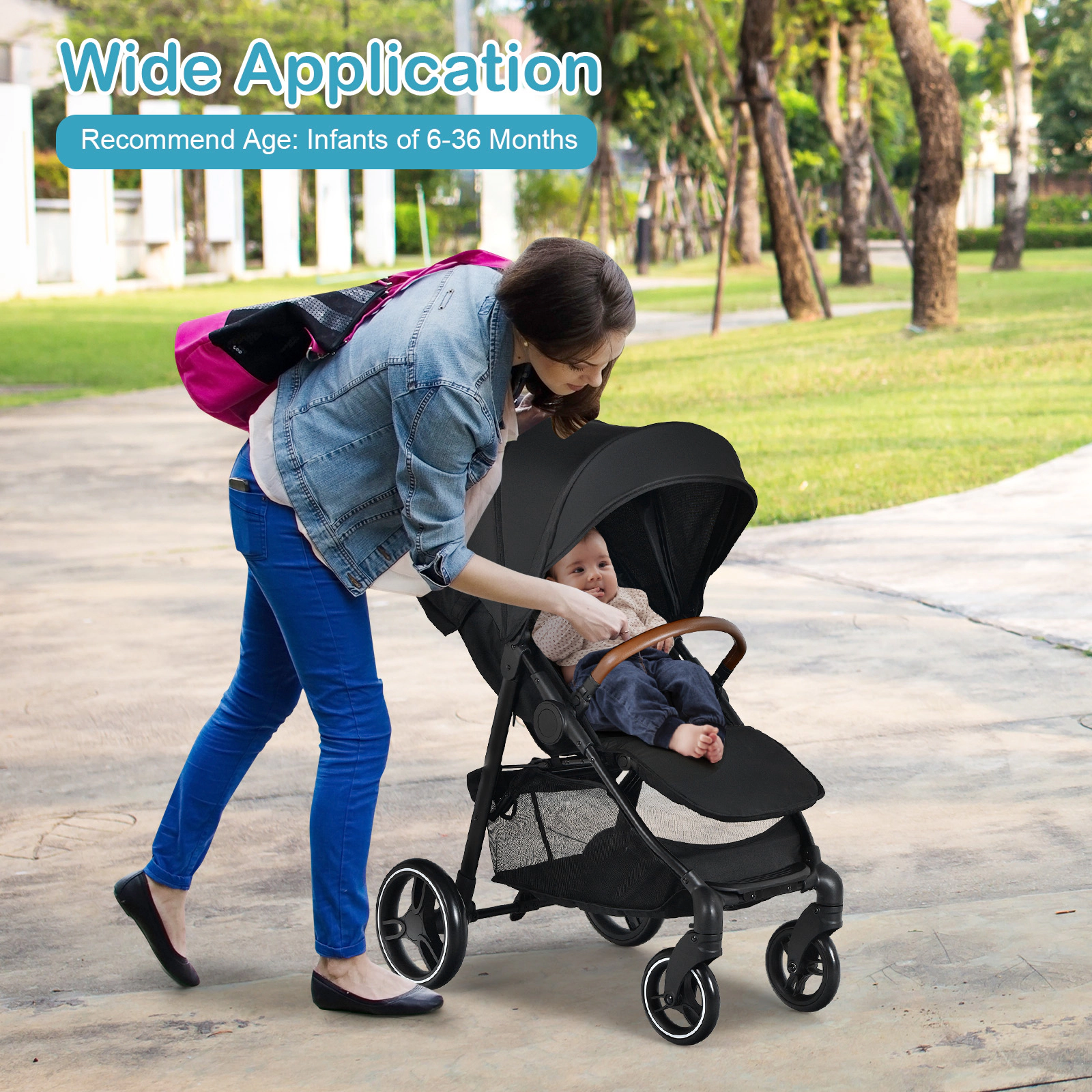 SlickBlue Kids Stroller with Adjustable Bassinet, Reversible Seat and Canopy