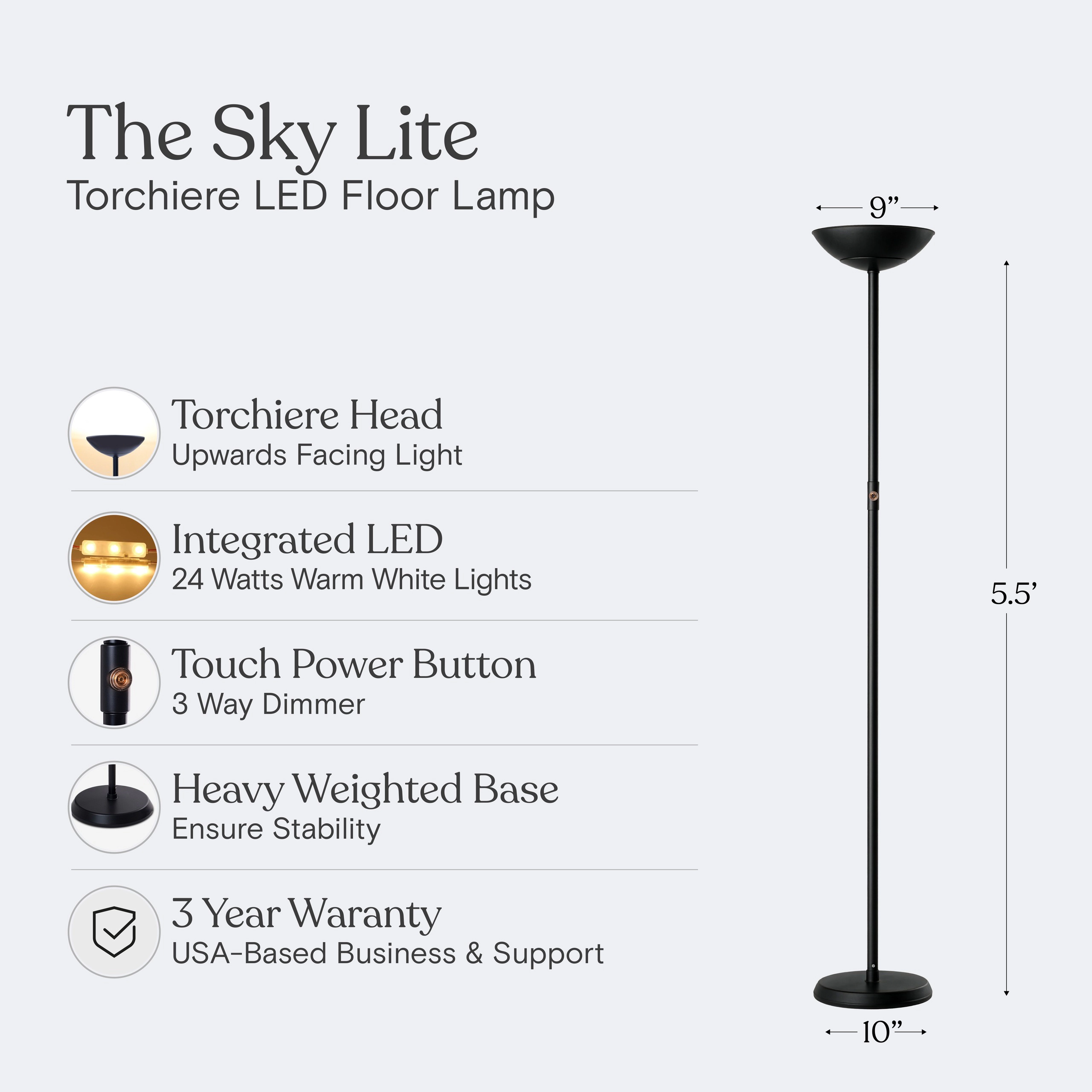 Brightech SkyLite Torchiere LED Floor Lamp