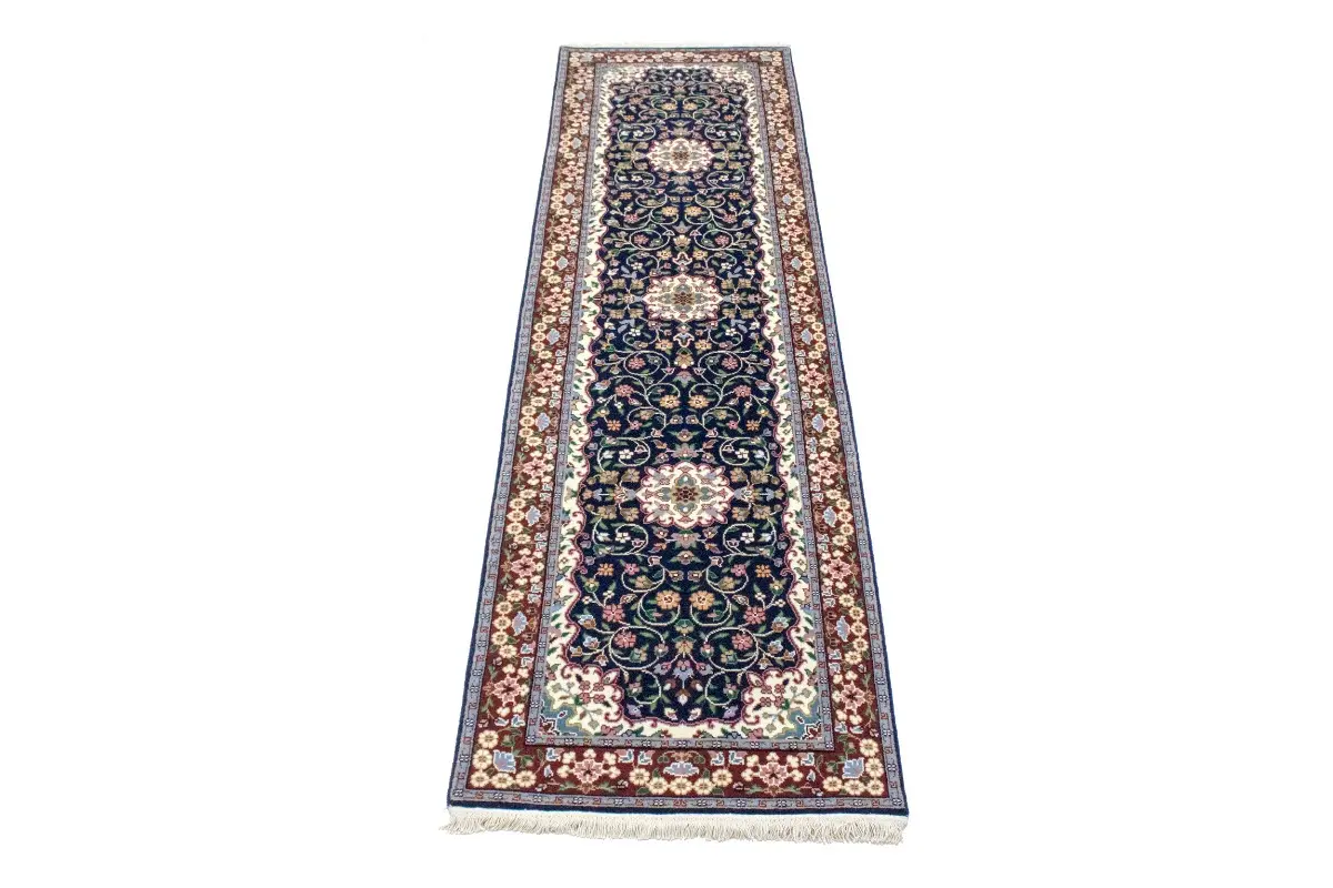 Magic Rugs Navy Blue Floral Kirman 3X10 Oriental Runner Rug