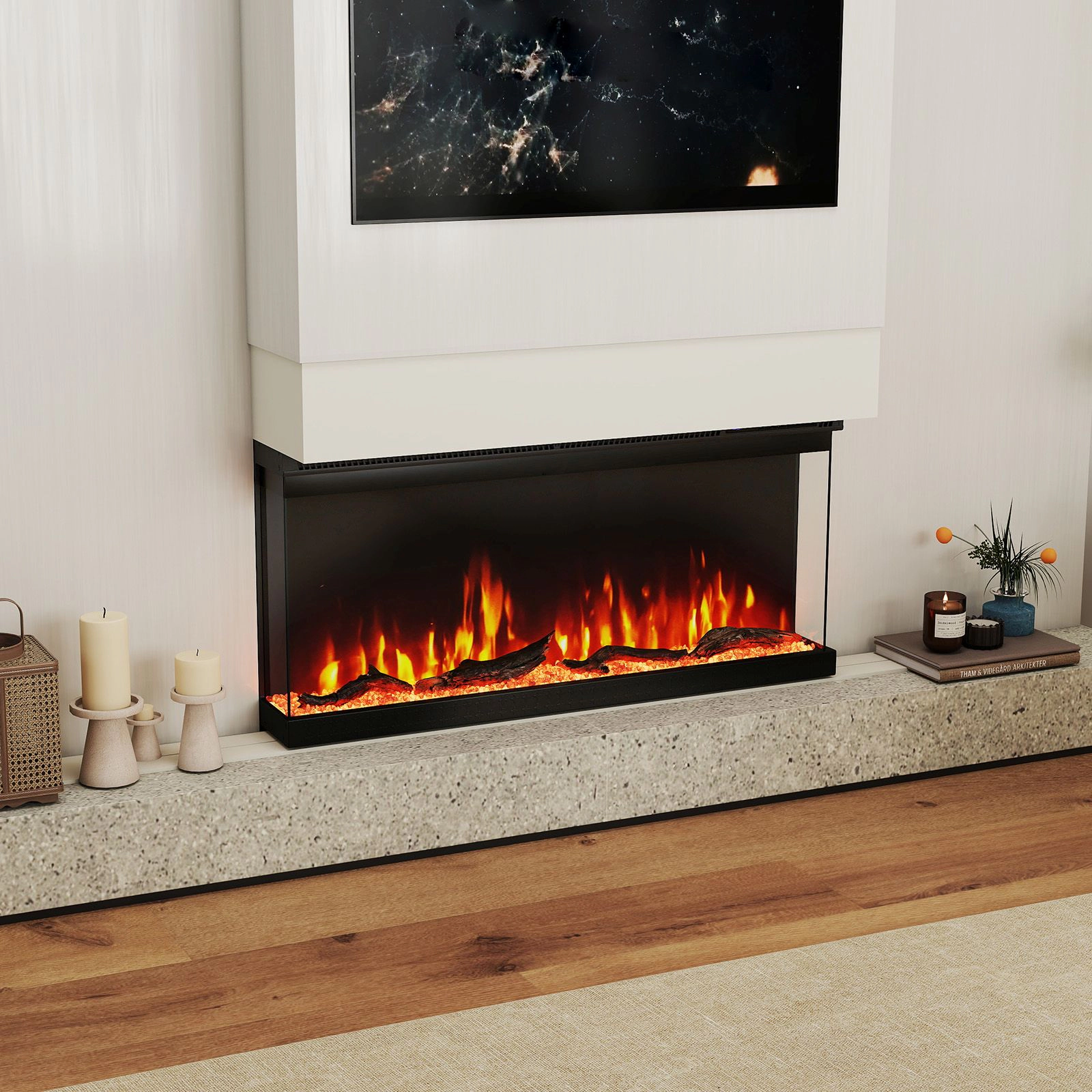 SlickBlue 36 Inch Electric Fireplace Insert with Remote Control and 12 Flame Colors