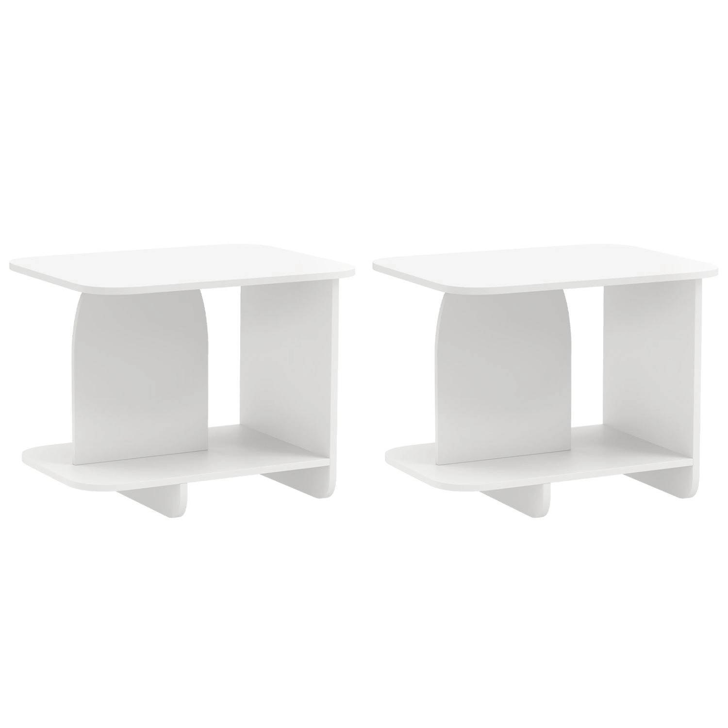 SlickBlue Set of 2 2 Tier Sofa Side Tables with Storage Shelf