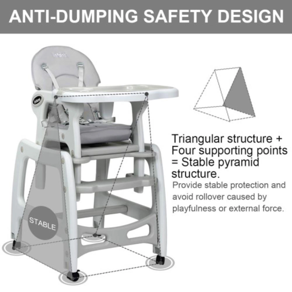 Hivvago 3-in-1 Baby High Chair with Lockable Universal Wheels