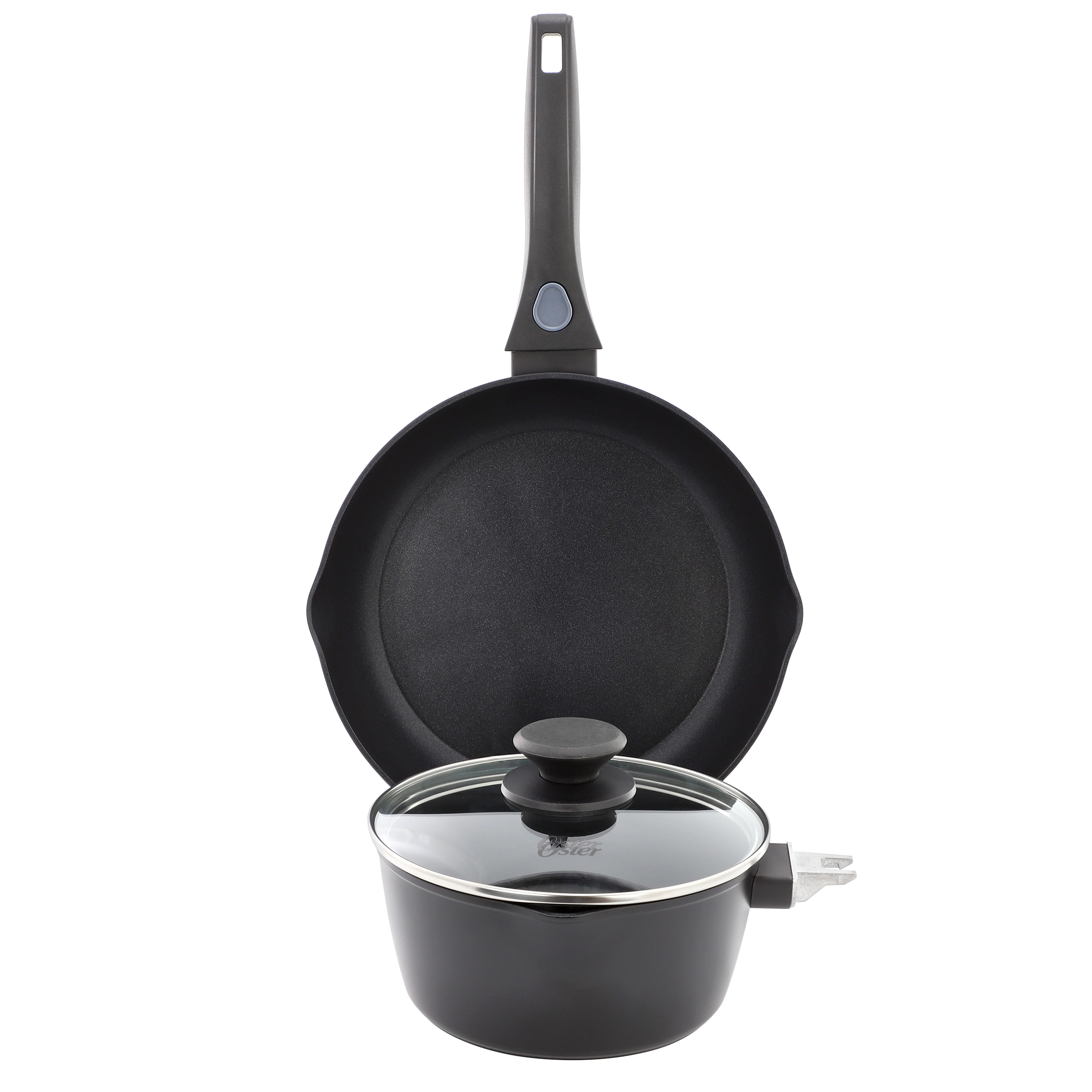 Oster Smarthandle Advance 4 Piece Nonstick Aluminum Cookware Set in Black