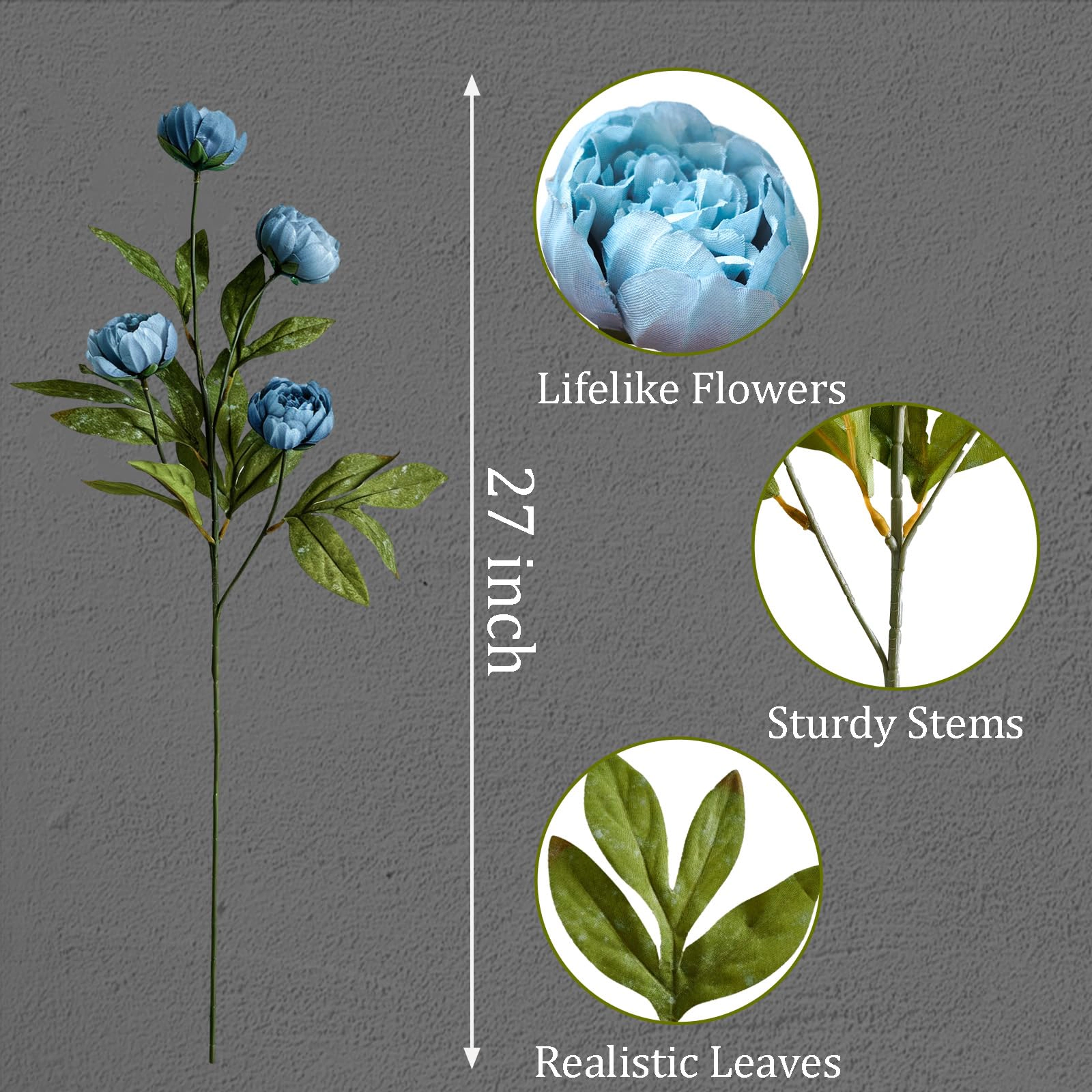 PUPWE 6Viral Peony Artificial Flowers For Vase