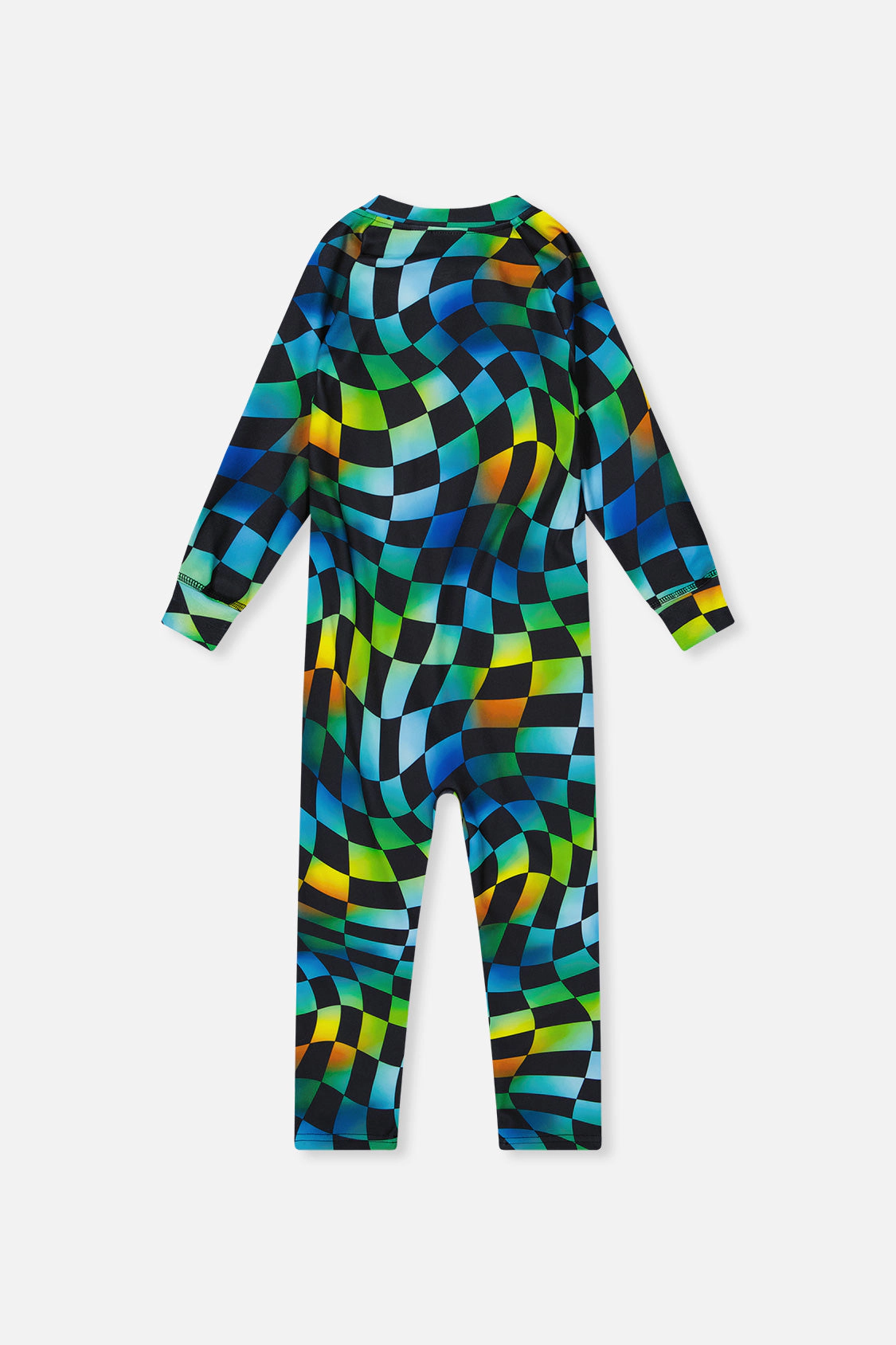 Deux par Boys One Piece Checkered Print Asymmetric Zip Thermal Underwear