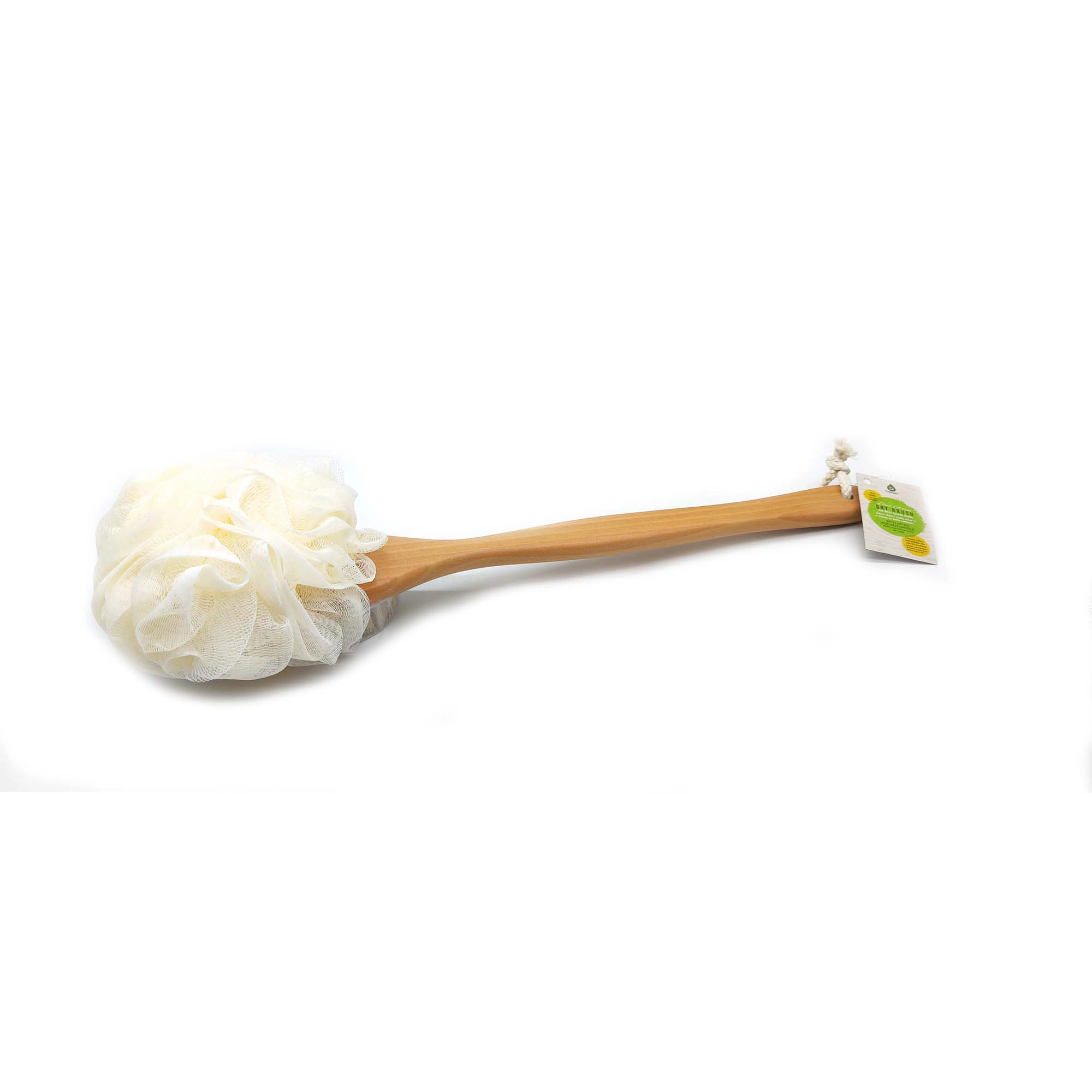 Pursonic Unisex Eco-Friendly Dual Action Exfoliating Body Brush & Mesh Sponge with Lotus Wooden Handle