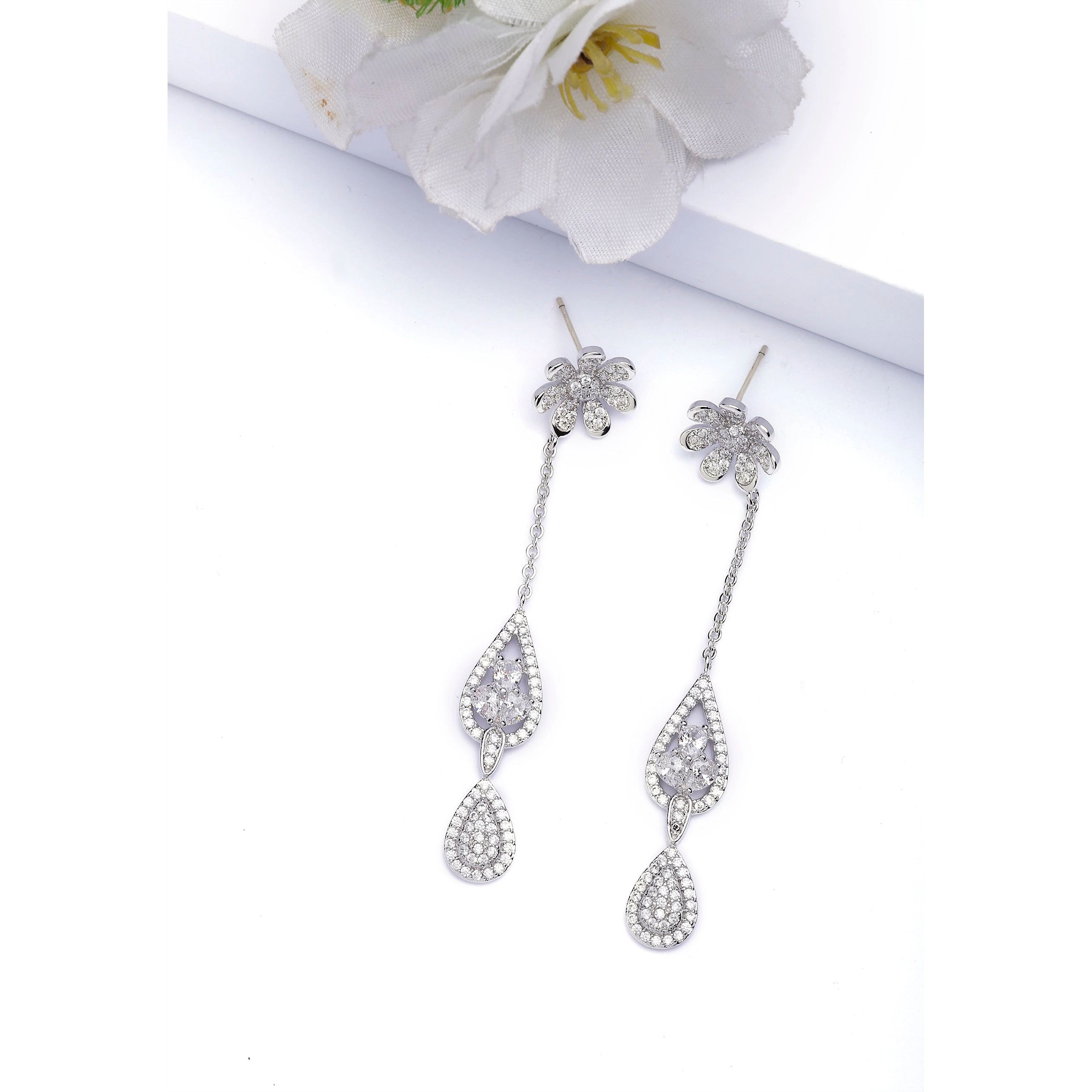 AGP PARIS Womens Classy Floral Drop Earrings