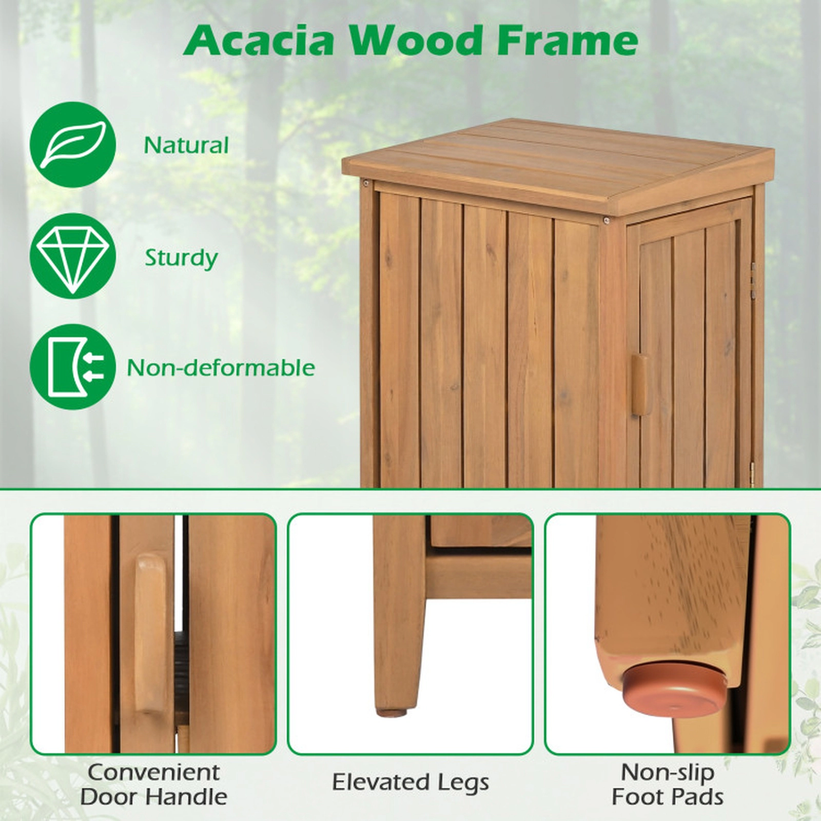 SUGIFT Acacia Wood Package Delivery Box with Pneumatic Lid Removable Shelf and 88-lb Shelf Capacity