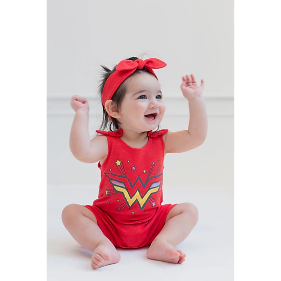 DC Comics Justice League Wonder Woman Girls' Sleeveless Romper and Headband Set