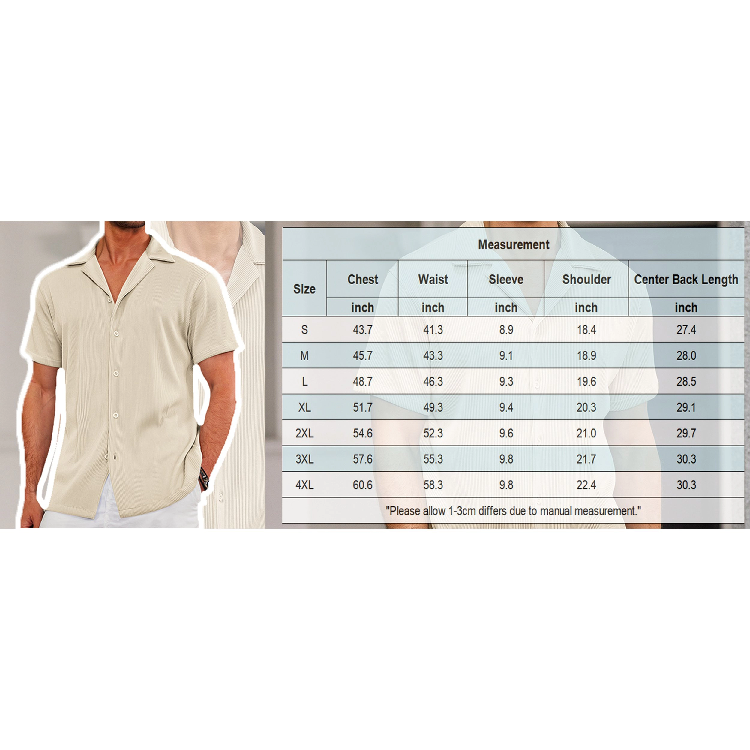 COOFANDY Men's Regular Fit Textured Short Sleeve Camp Collar Shirt