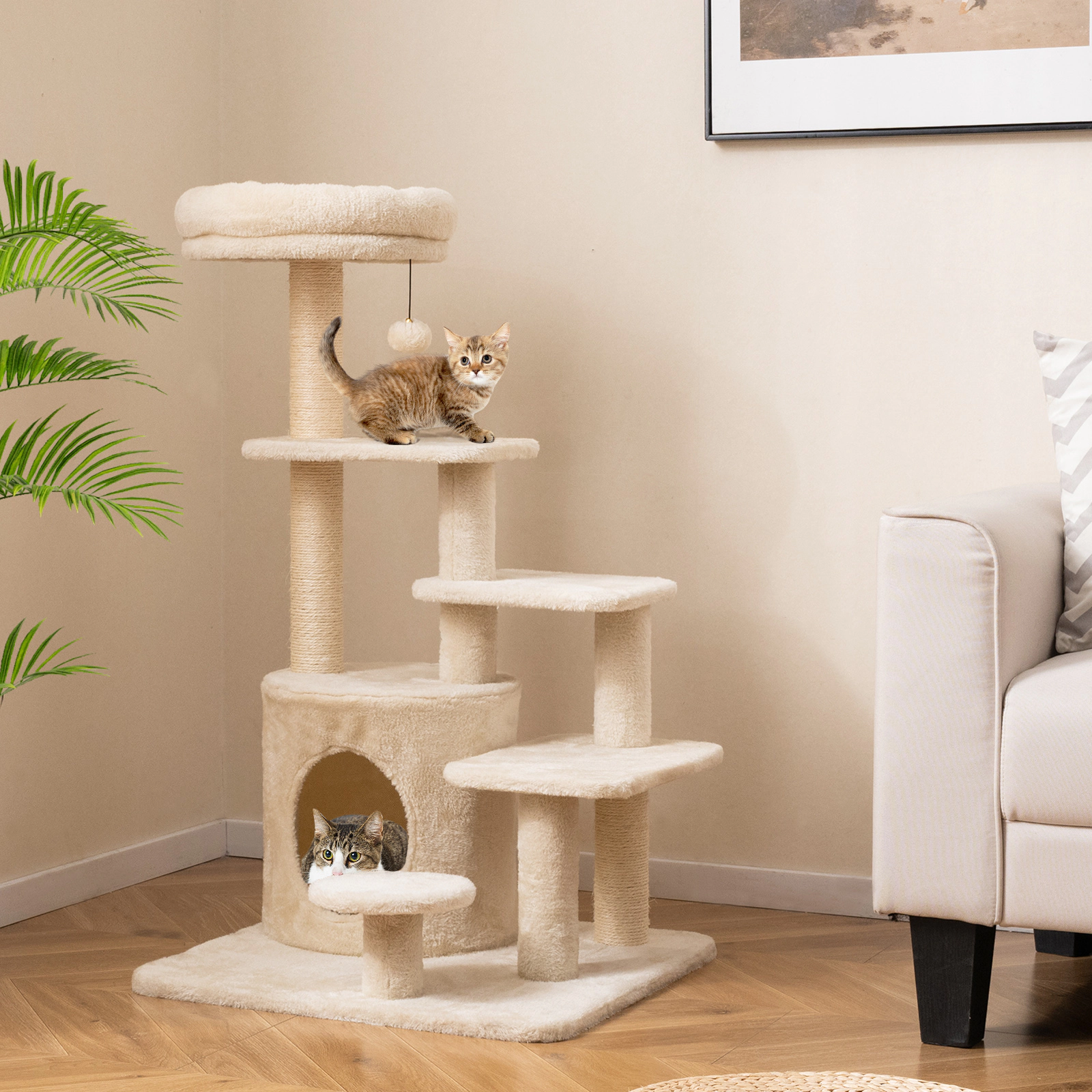 SUGIFT 40 -Level Cat Tower with Condo Padded Perch and Sisal Posts