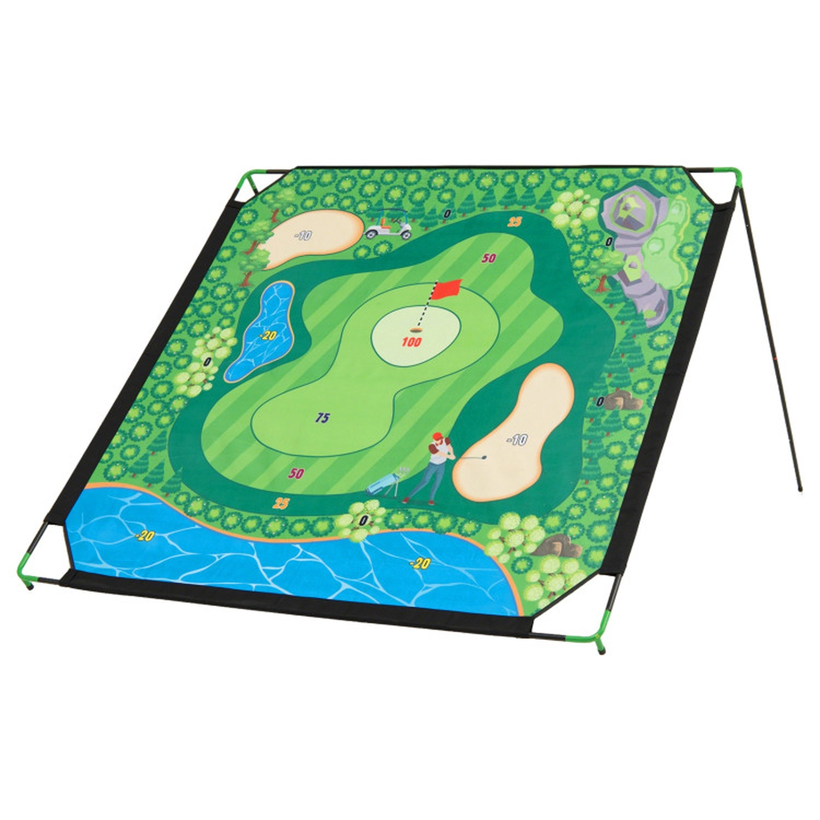 SUGIFT 71 x 71-in Golf Chipping Game Set with Adjustable Stand and Clubs for Indoor and Outdoor Practice Multi-color