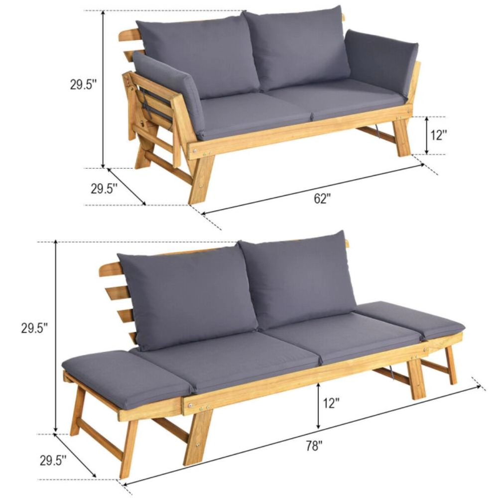 Hivvago Adjustable  Patio Convertible Sofa with Thick Cushion