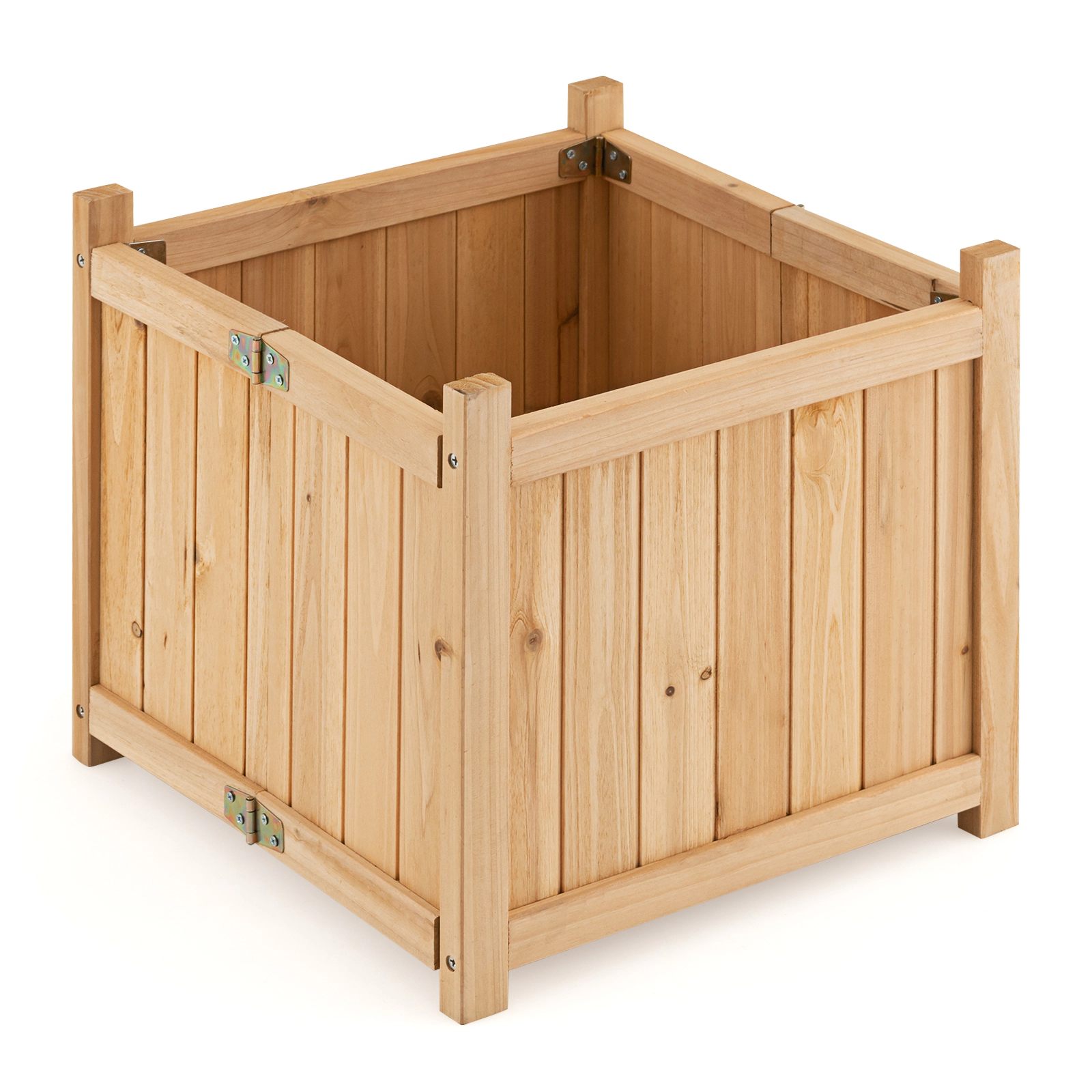 LJG Folding Square Fir Wood Raised Garden Bed with Removable Bottom