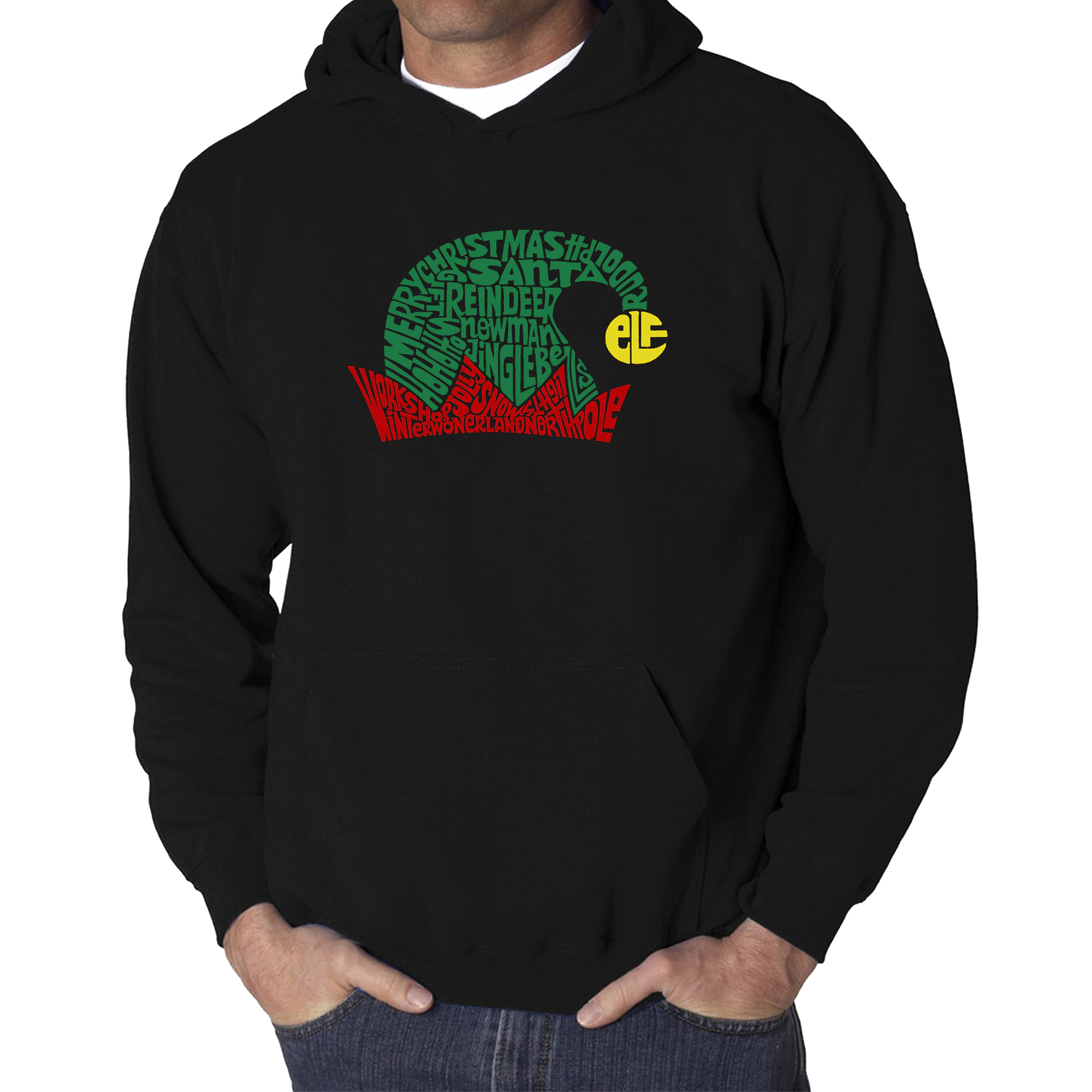 LA Pop Art Christmas Elf Hat - Men's Word Hooded Sweatshirt