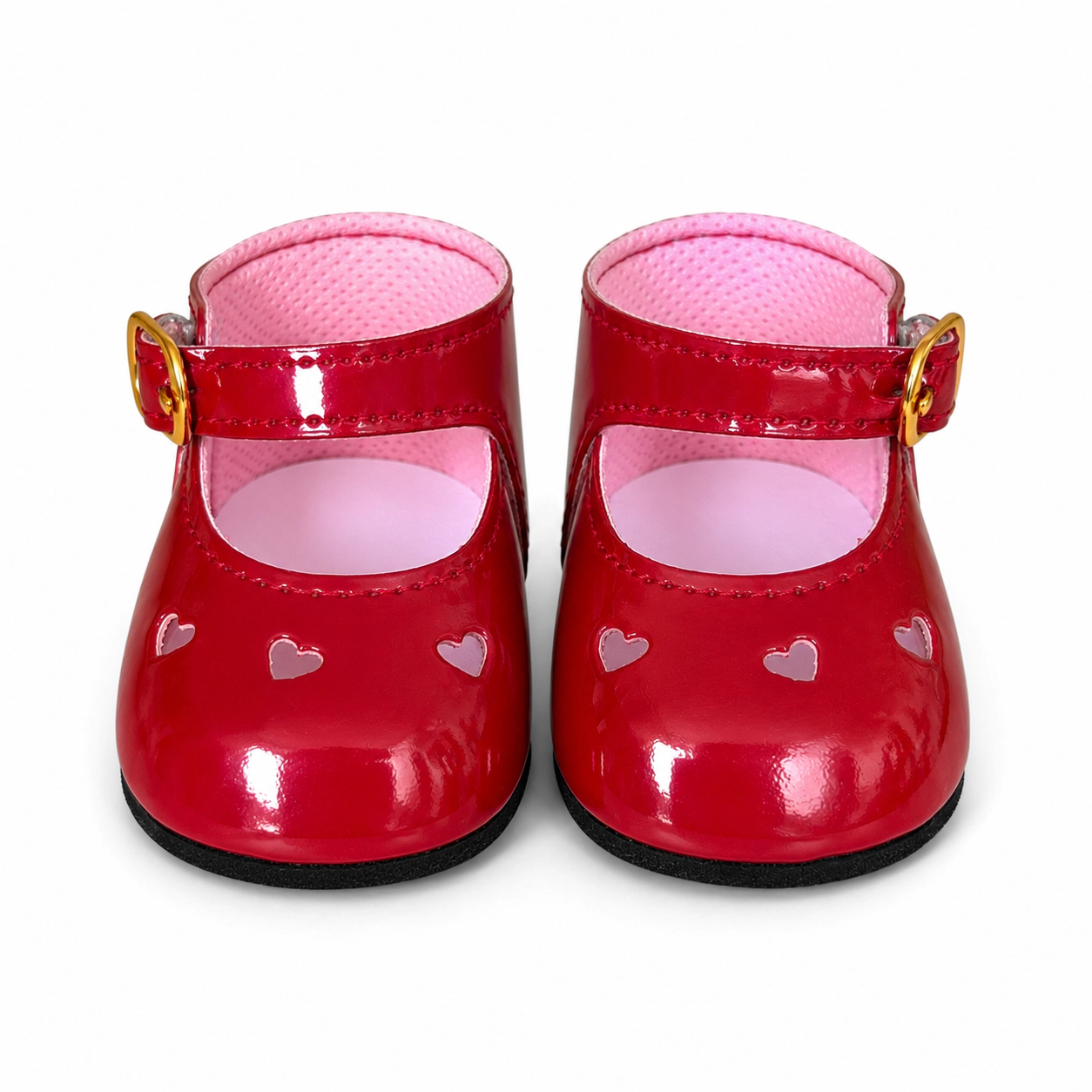 MBD® Girl Doll Shoes- Cranberry Heart Mary Jane Doll Shoes with Gold Buckle Fits 18 Inch Dolls