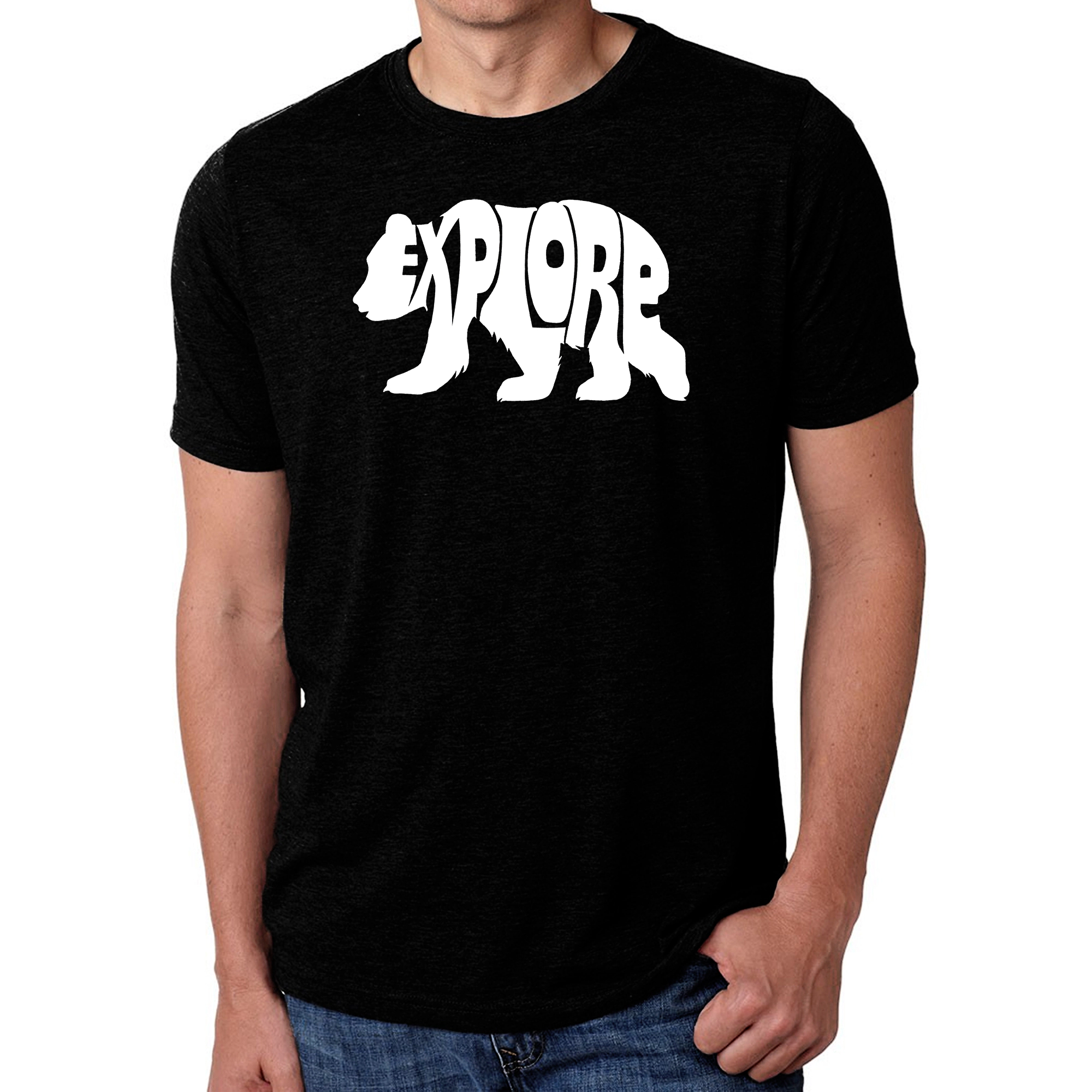 LA Pop Art Men's Cotton/Poly Blend Word T-Shirt - Explore