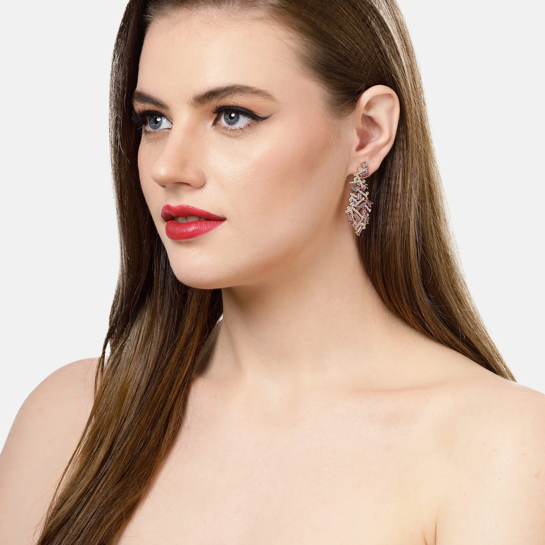 AGP PARIS Womens Purple Cascading Twist Drop Earrings