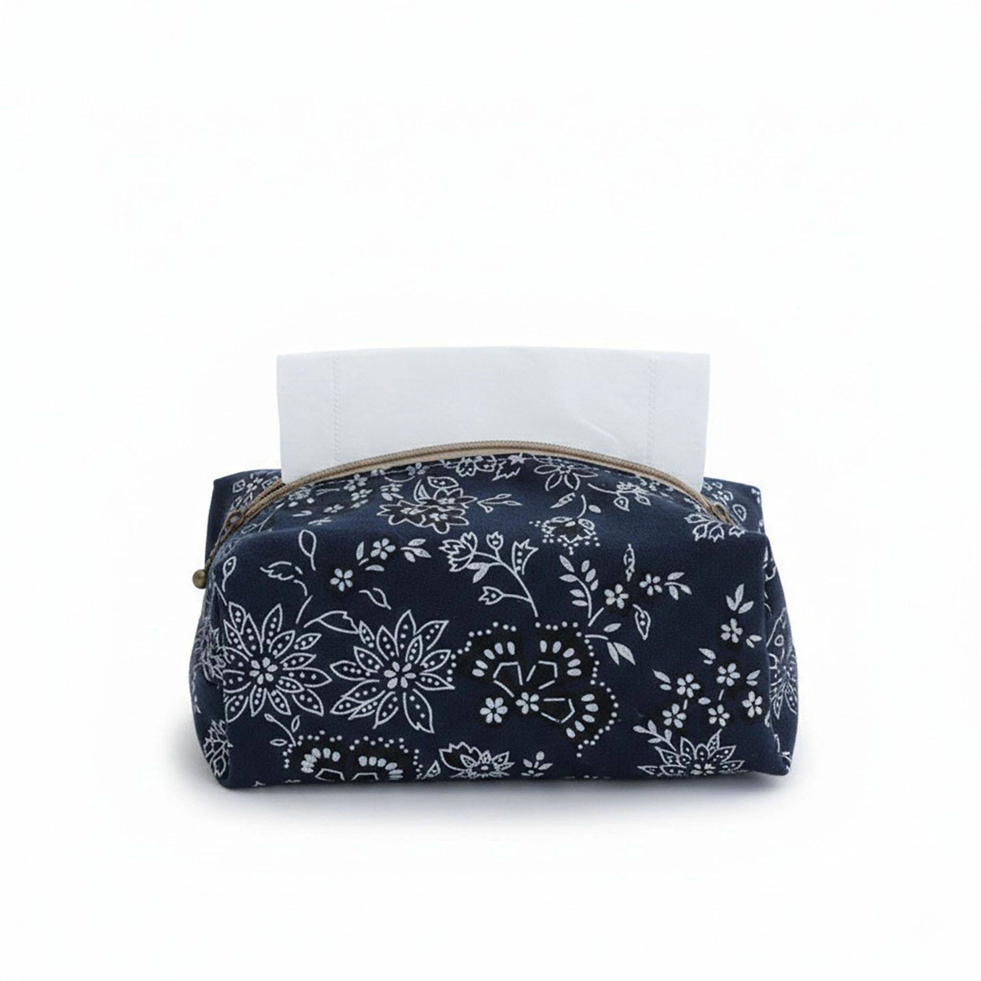Alilang Unisex Floral Fabric Tissue Holder with Zippered Soft Cover