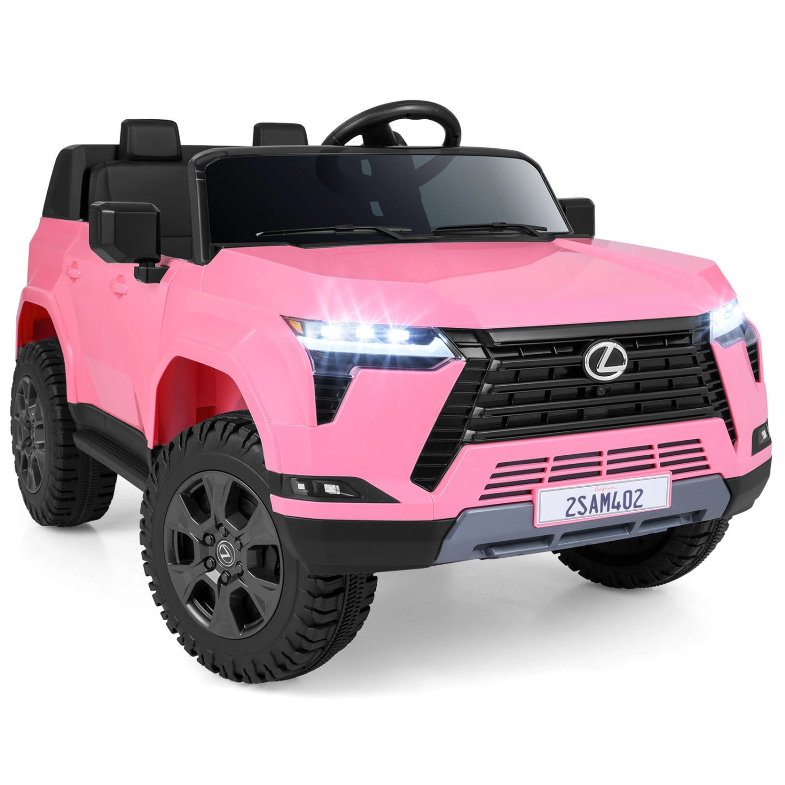 SUGIFT 24V 4WD 110-lb Capacity Kids Ride On Car with Parent Remote Control Spring Suspension and LED Headlights