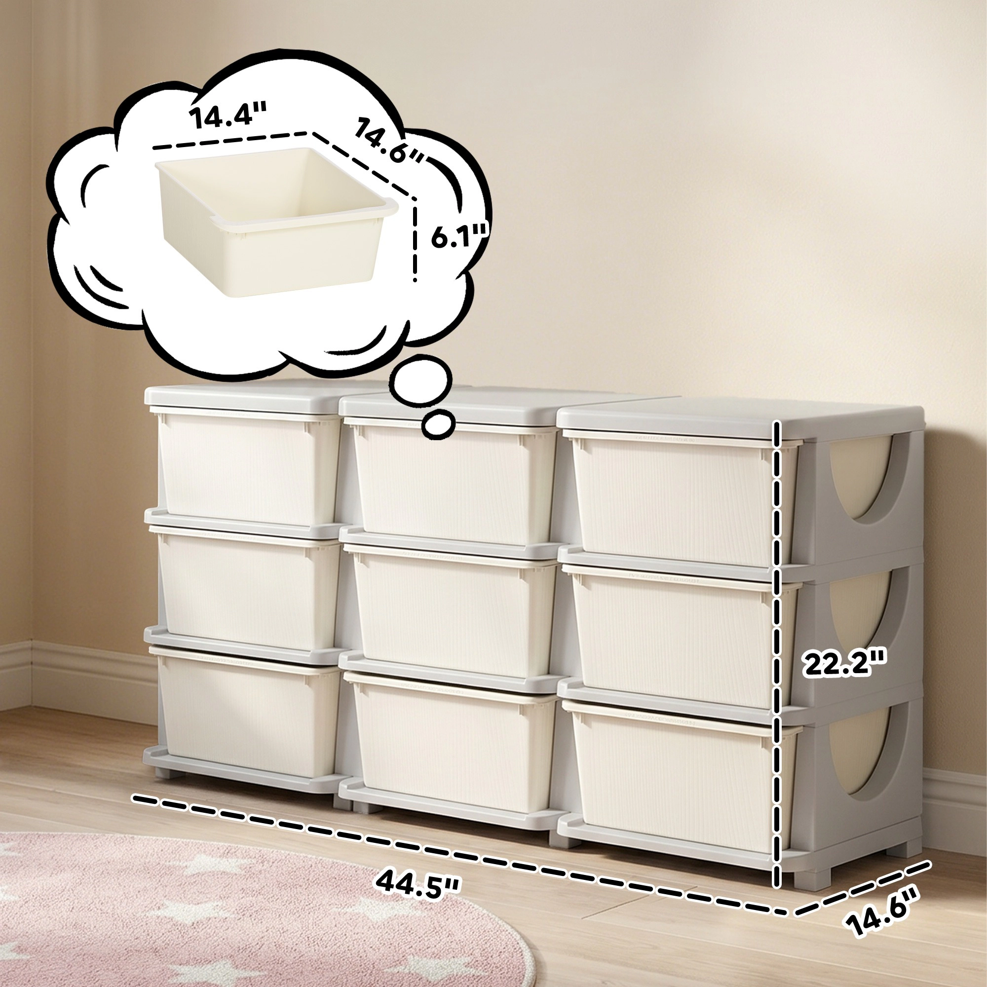 HONGGE Qaba 29.5" 3 Tier Kids Storage Unit Dresser Tower w/ 9 Drawers