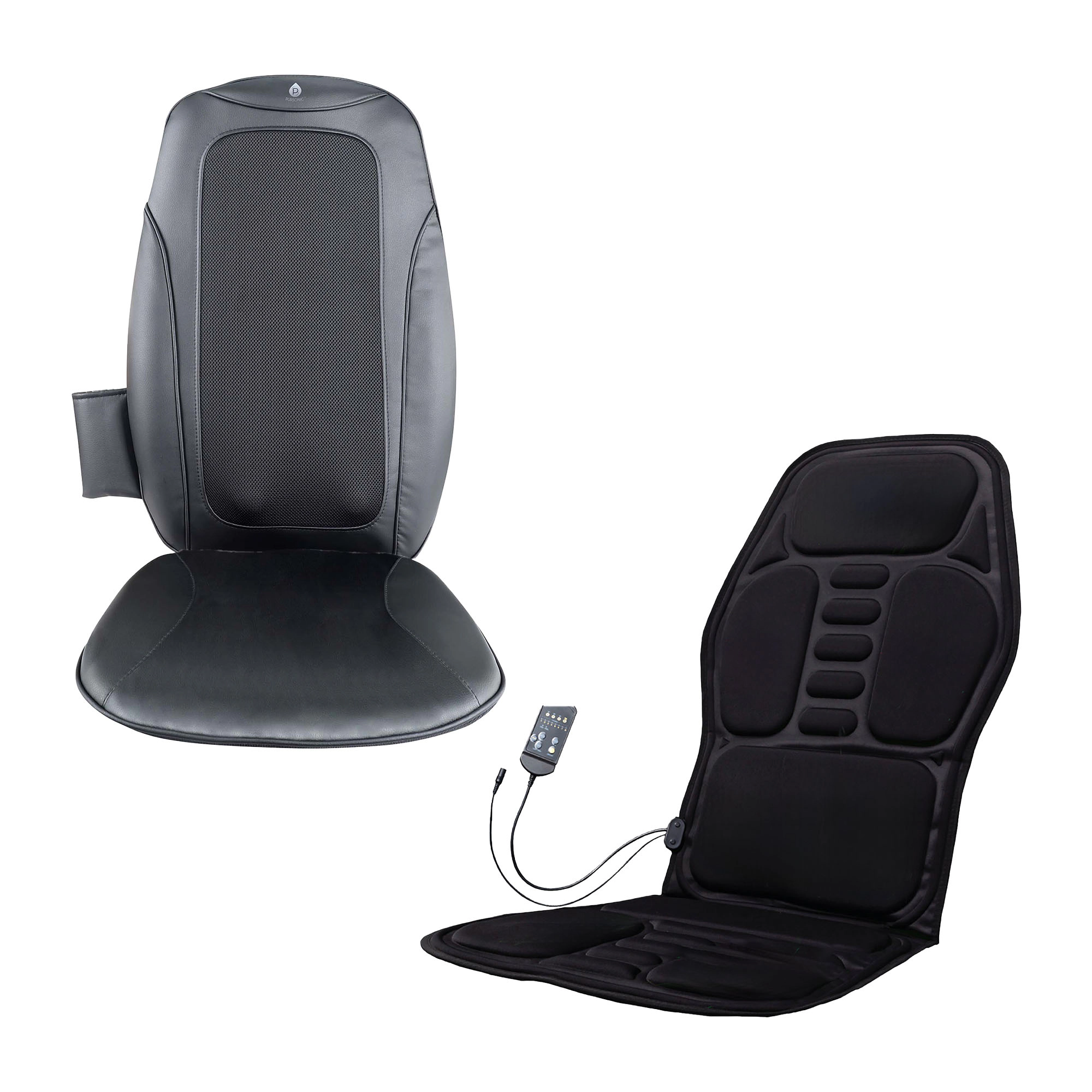Pursonic Unisex Shiatsu Chair Massager with Heat & Vibration + Cushion Mat Bundle: Deep Muscle Relief