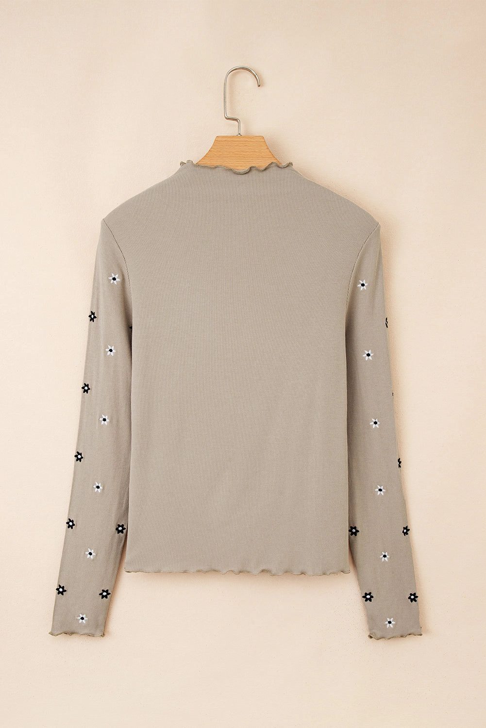 Threaded Pear Women's Genesis Embroidered Detail Ribbed Long Sleeve Top