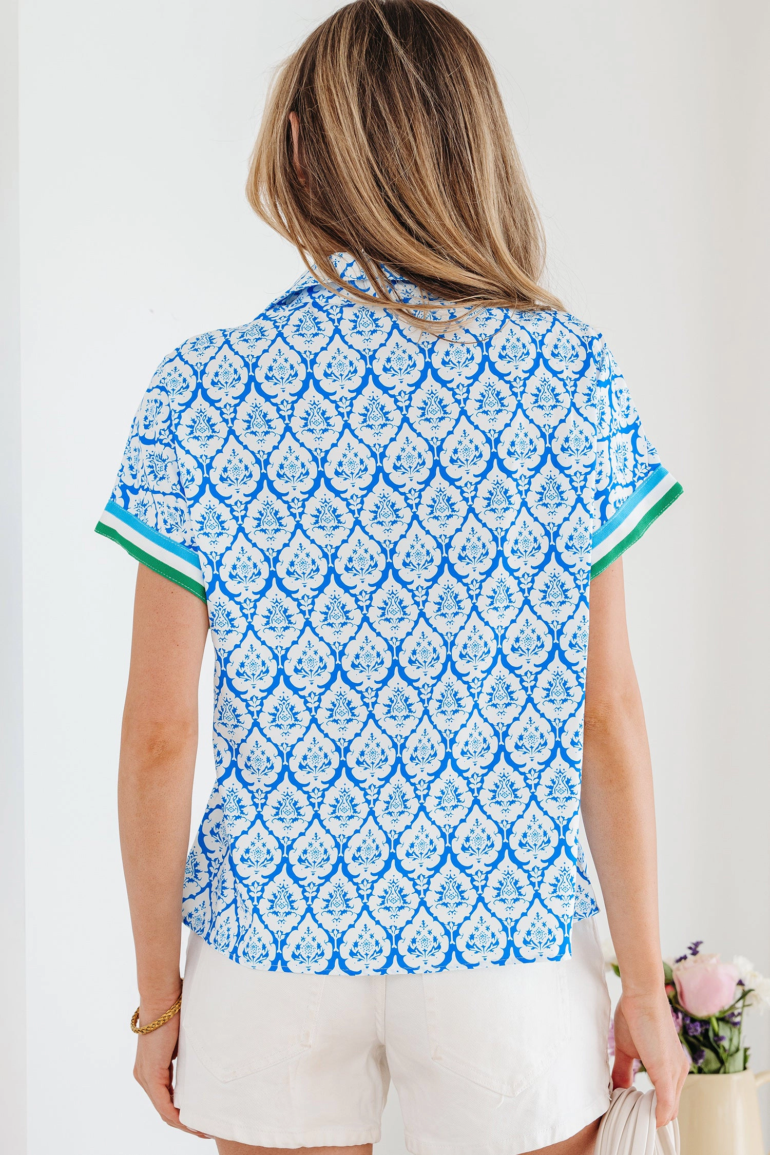 Threaded Pear Jade Sleeve Summer Blouse Top