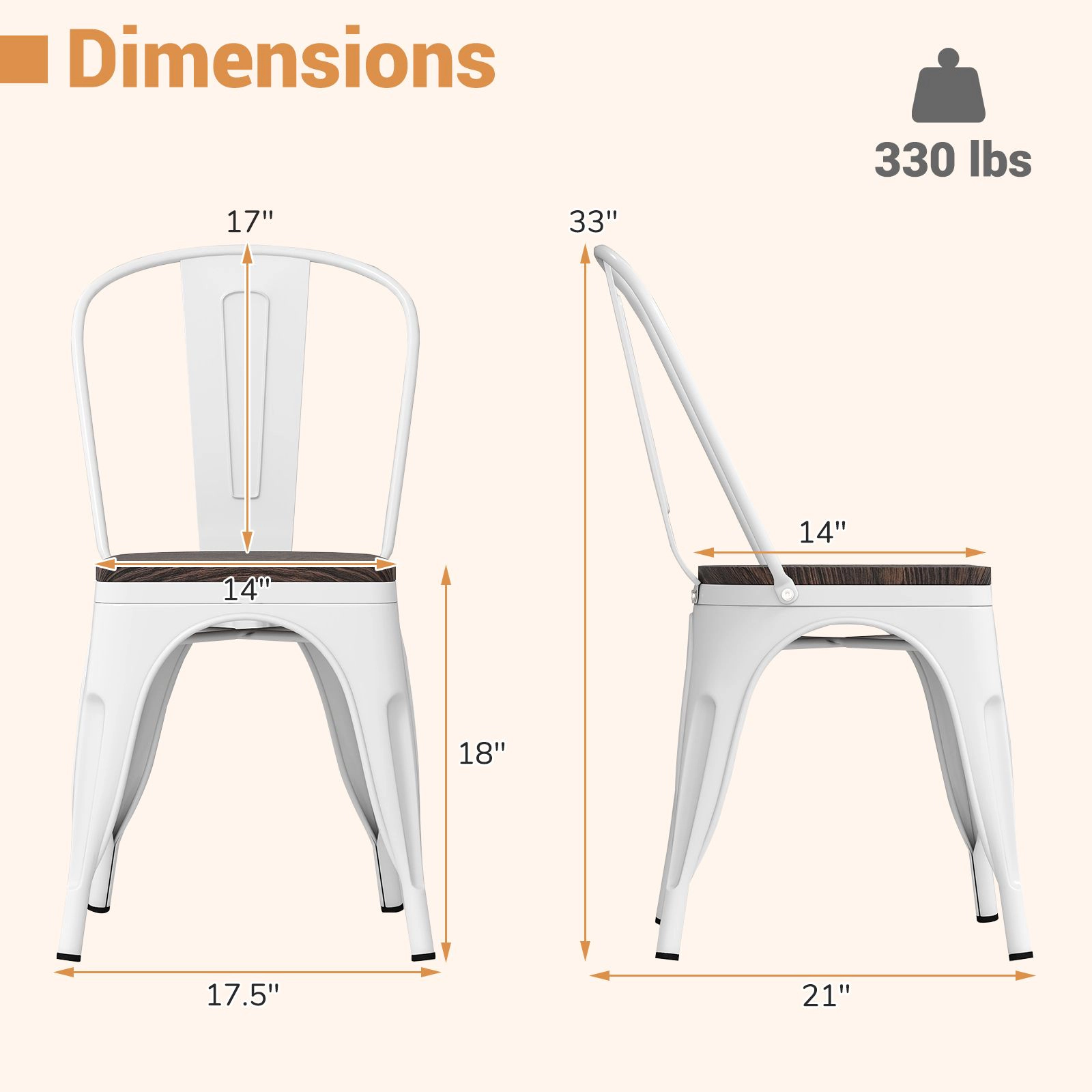 SlickBlue Stackable Metal Dining Chairs Set of 4 with High Back