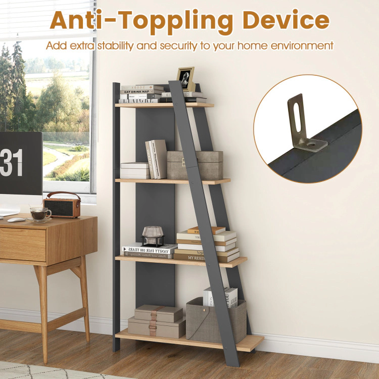Hivvago 4-Tier Modern Bookshelf Wooden Vertical Display Book Shelf for Small Space