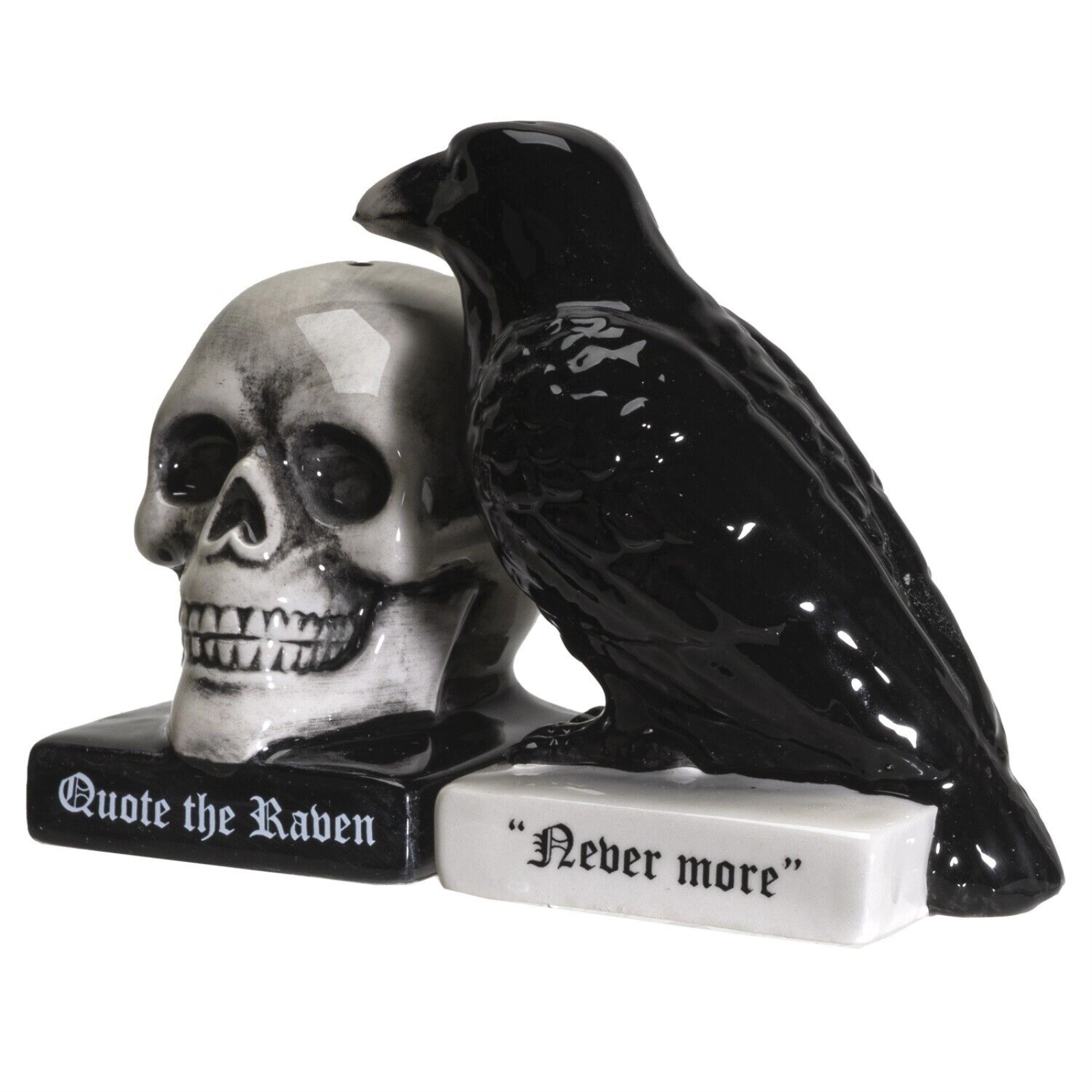Pacific Giftware Quoth The Raven Halloween Ceramic Salt and Pepper Shakers Set