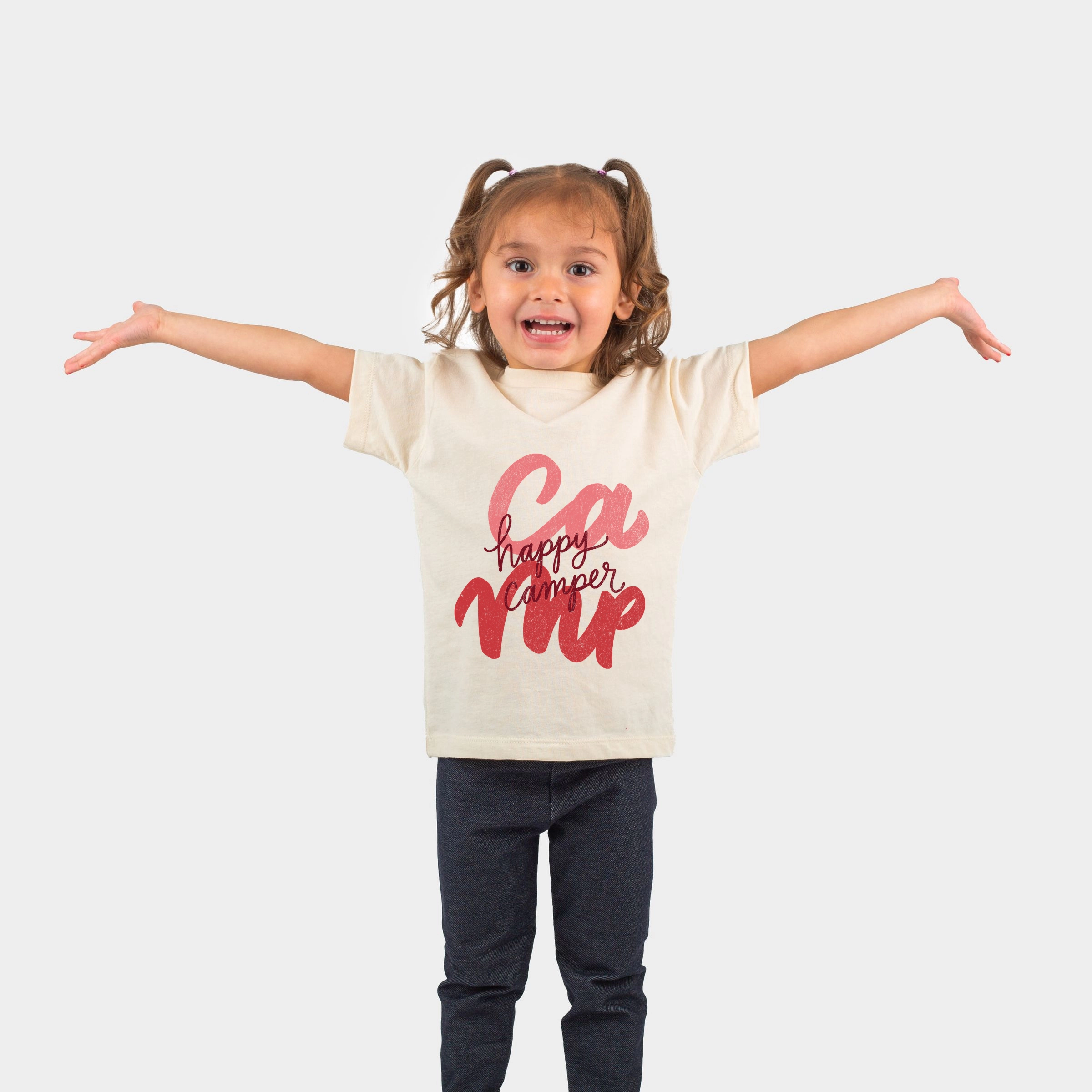 The Juniper Shop - Happy Camper Cursive Toddler Short Sleeve Graphic T-Shirt