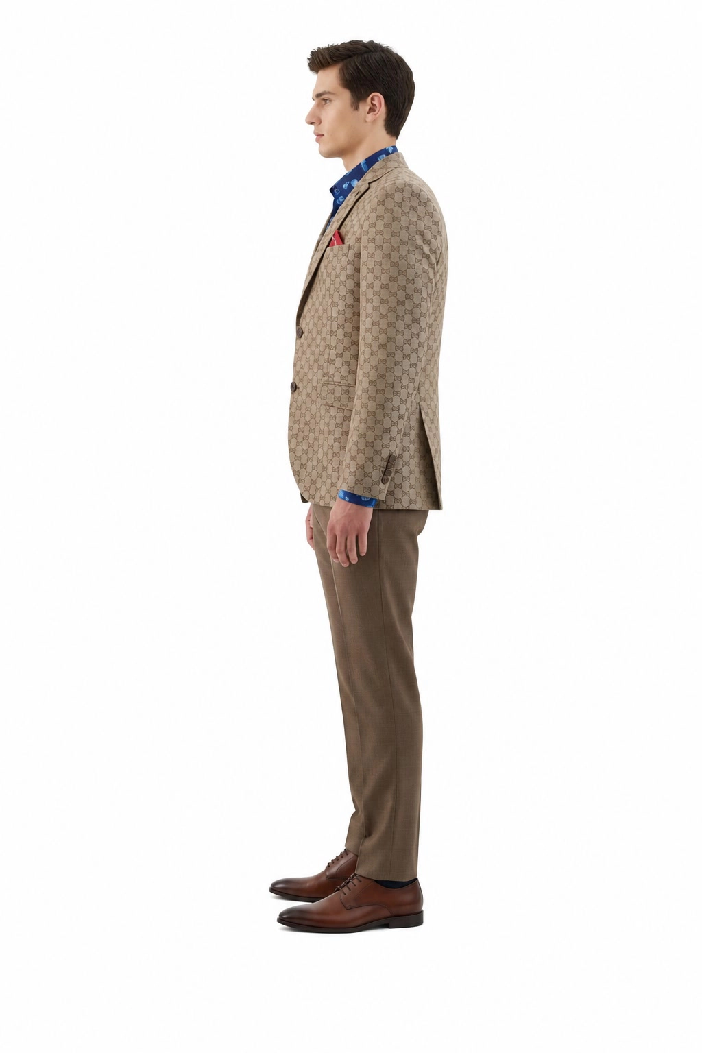 Elie Balleh Men's Slim Fit Logo Brocade Formal Blazer