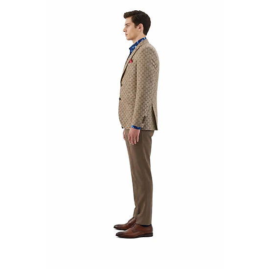 Elie Balleh Men's Slim Fit Logo Brocade Formal Blazer