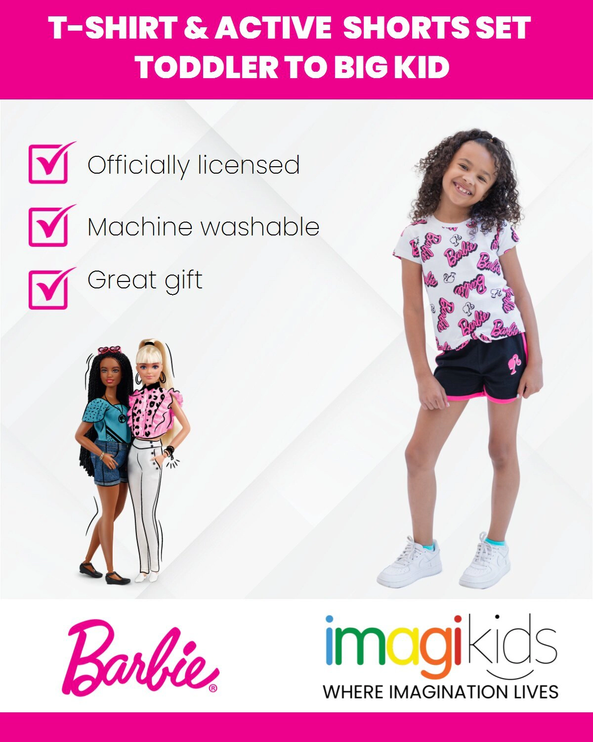 Barbie Girls' 2-Piece Tee and Shorts Set