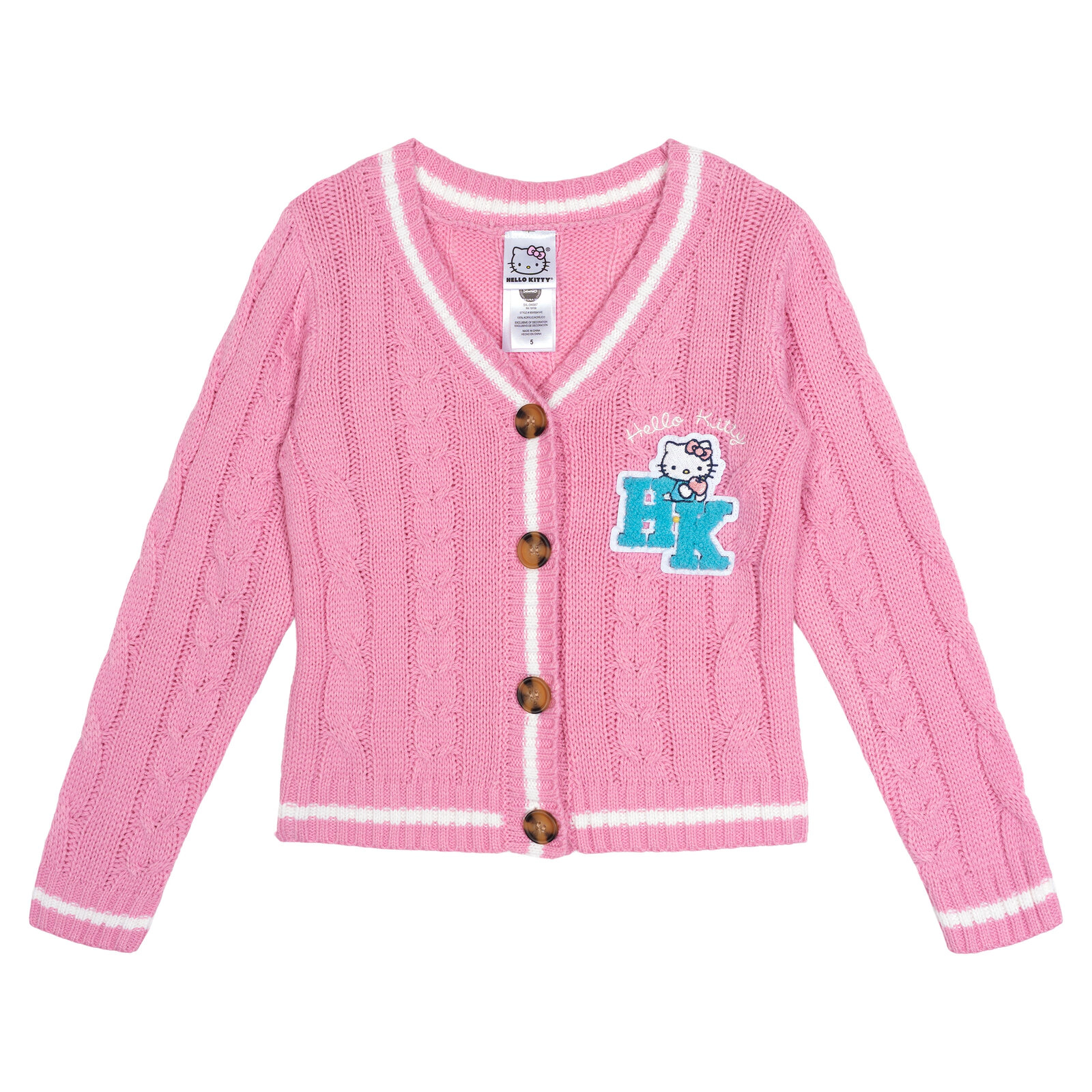 Hello Kitty Girls' Varsity Cardigan Sweater