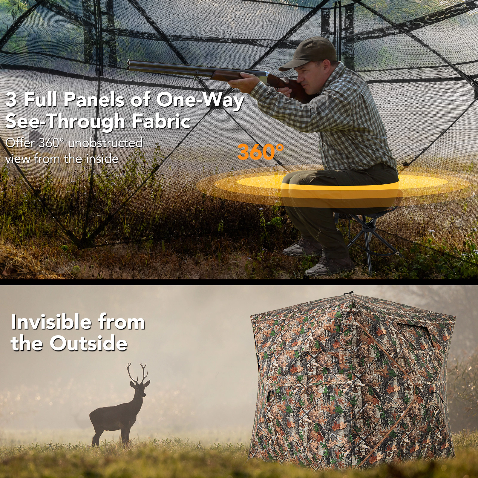 LJG 5-IN-1 Detachable Hunting Blind for 2-3 People with Skylight