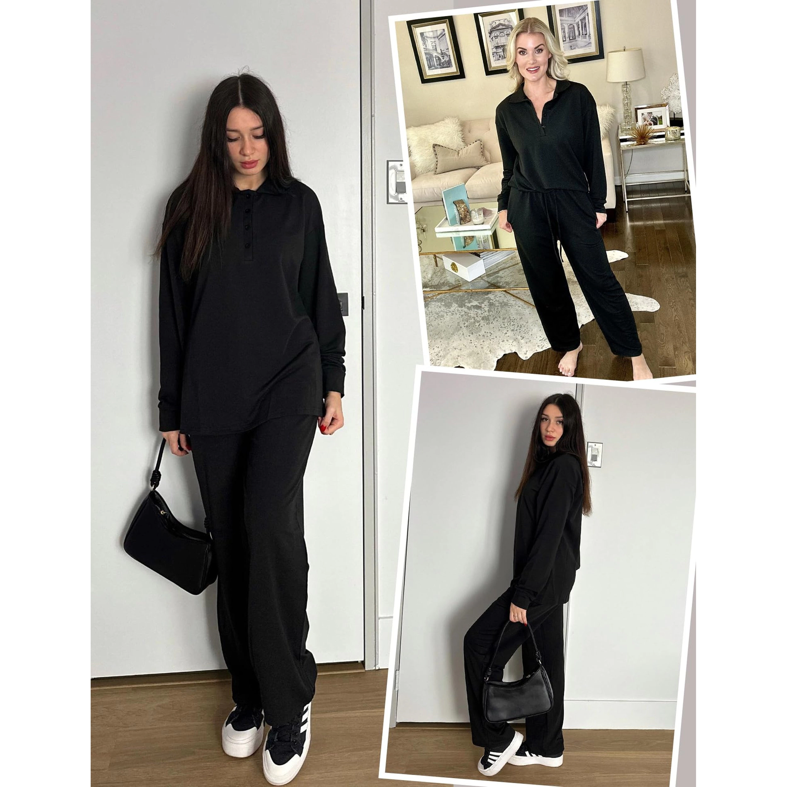 Ekouaer Lounge Sets Two Piece Outfits Long Sleeve Top with Pants Sweatsuit Tracksuit