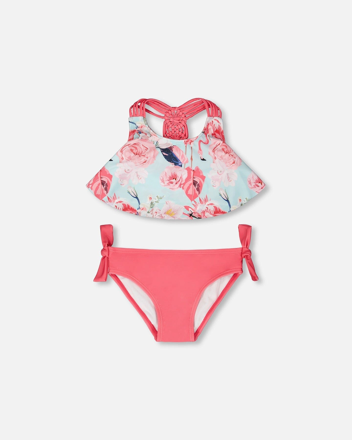 Deux par Girls Flamingo Print Top and Bottom Two-Piece Swimsuit