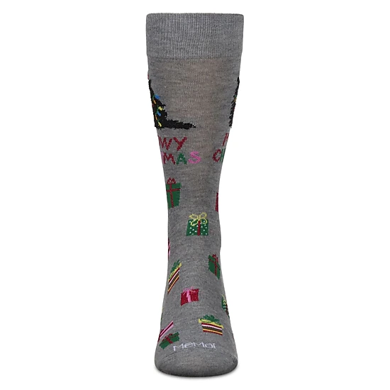 Memoi Men's Meowy Christmas Holiday Crew Socks