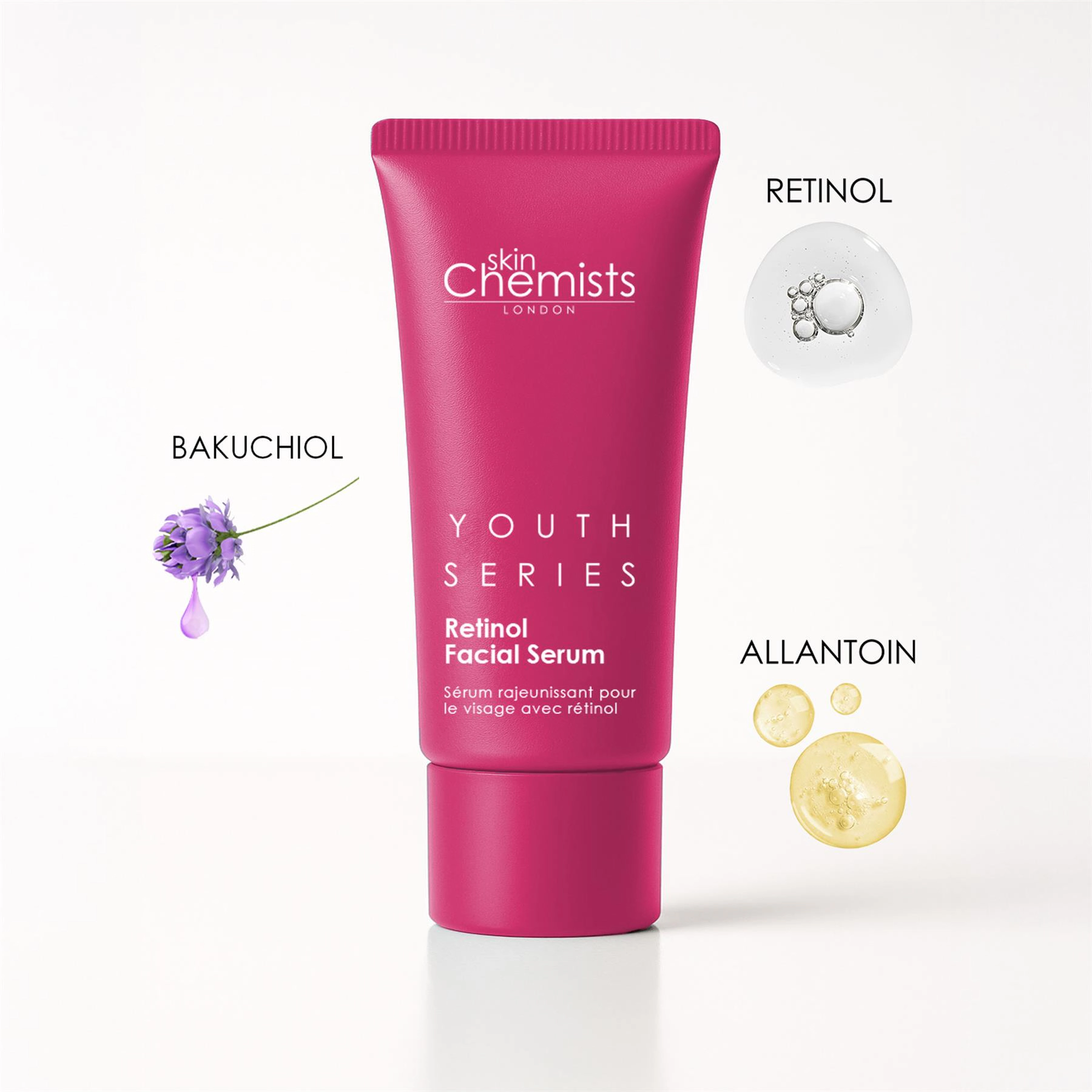 skinChemists Retinol Bakuchiol Anti-Aging Facial Serum 30ml - Targets Fine Lines, Wrinkles & Loss of Firmness